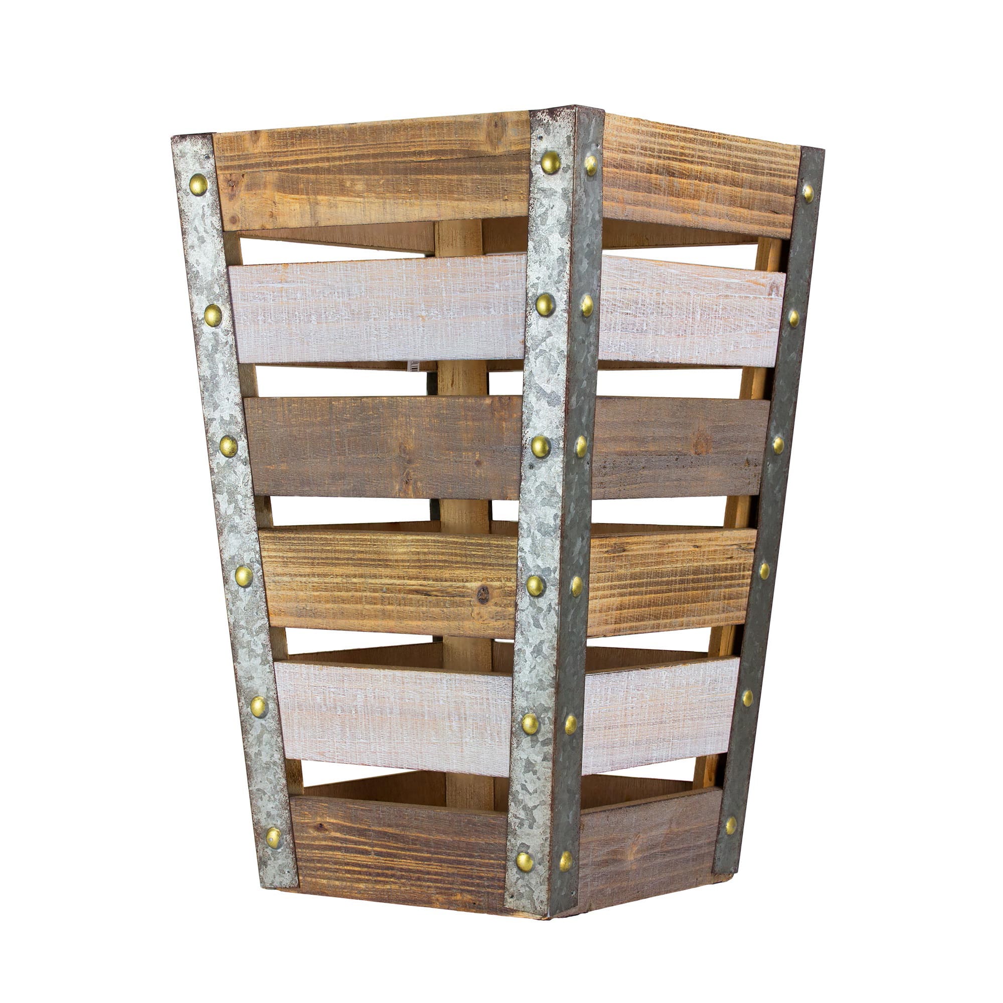 17.5&#x22; Wood &#x26; Metal Storage Crate