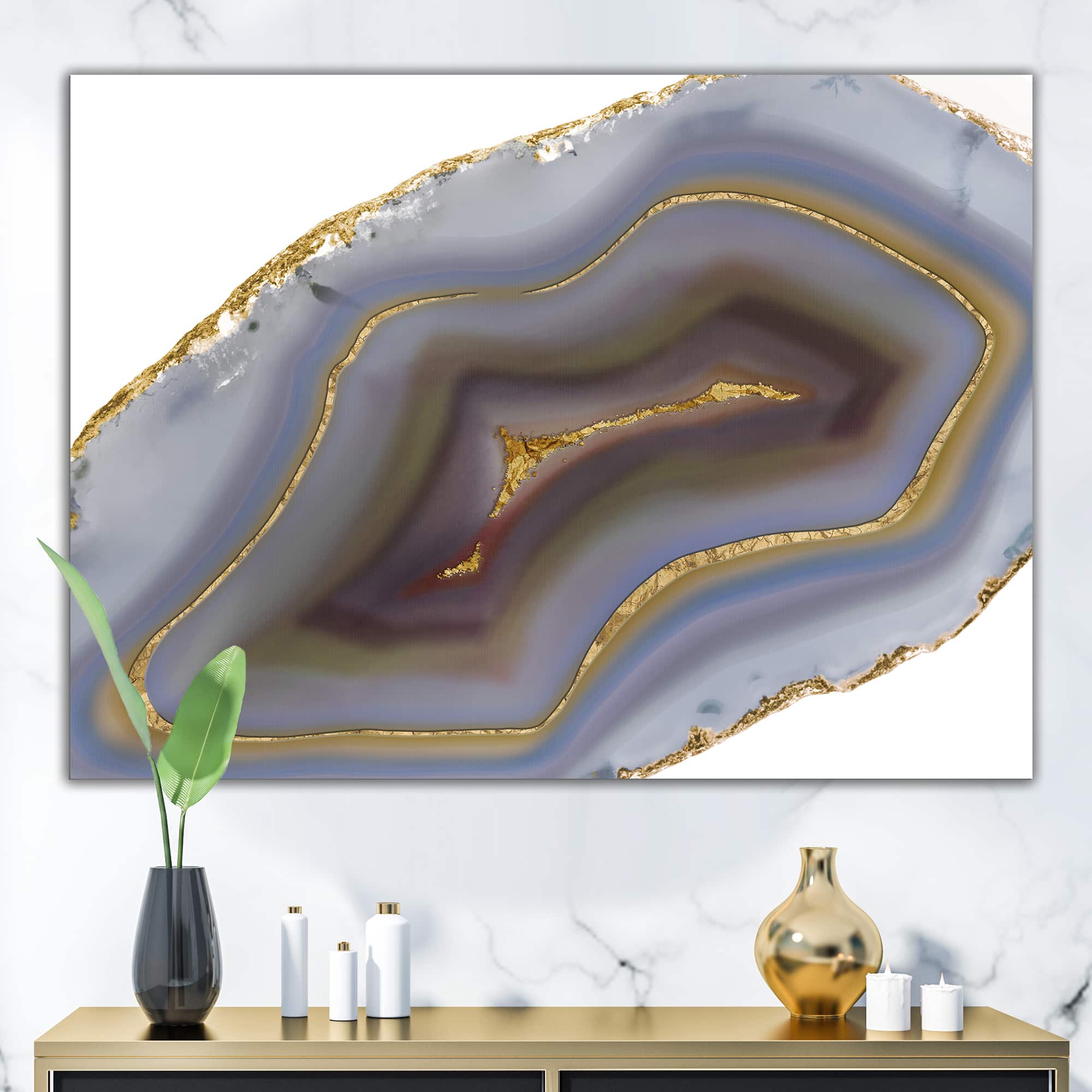Designart - Golden Core Agate - Fashion Canvas Art Print