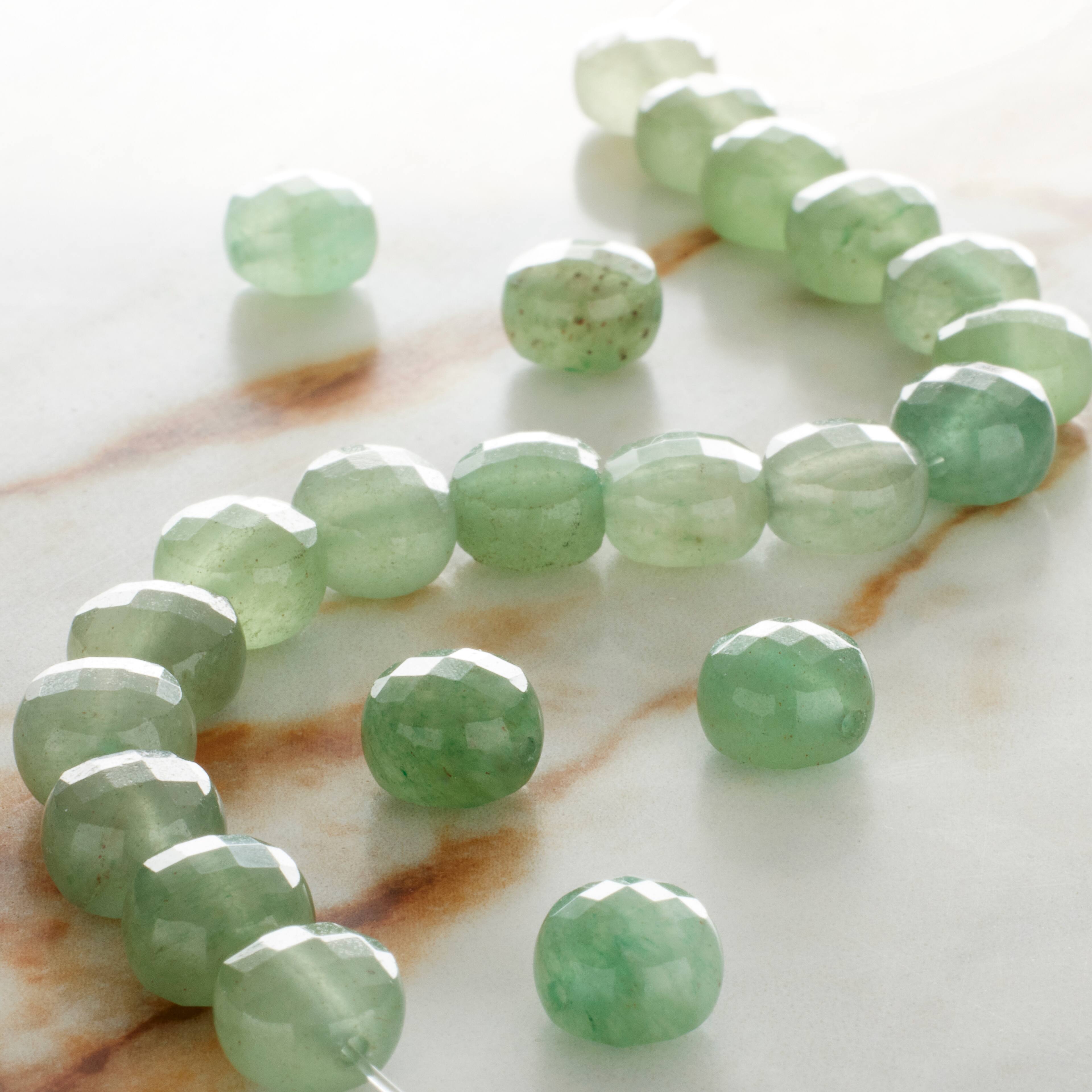 Green Faceted Aventurine Coin Beads, 8mm by Bead Landing&#x2122;
