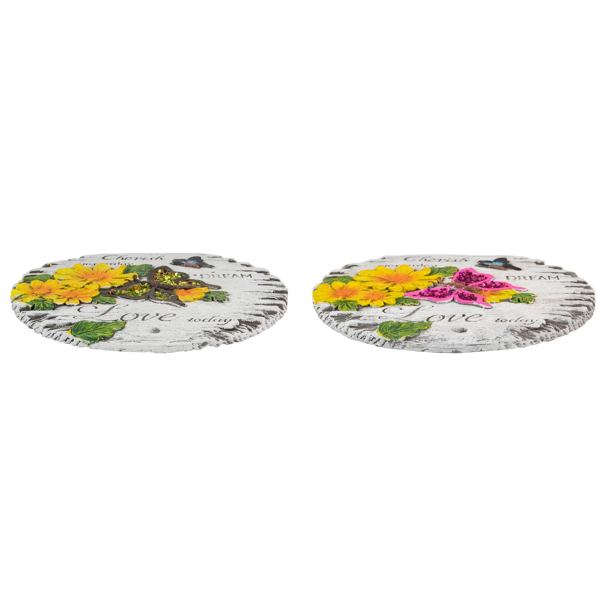 10" "Love Today" Outdoor Floral Garden Stones Set