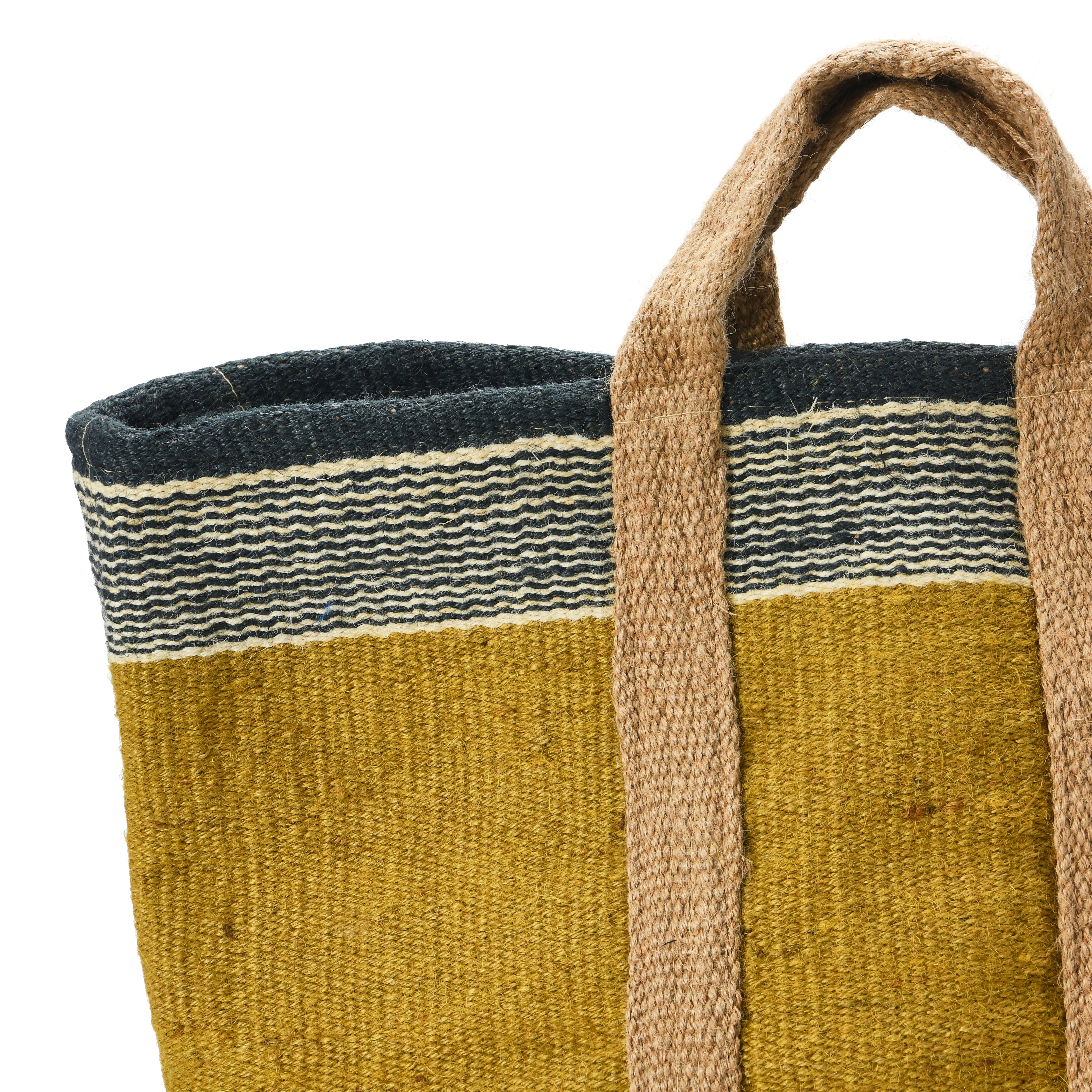 Hello Honey® 24" Mustard Striped Woven Jute Tote with Liner