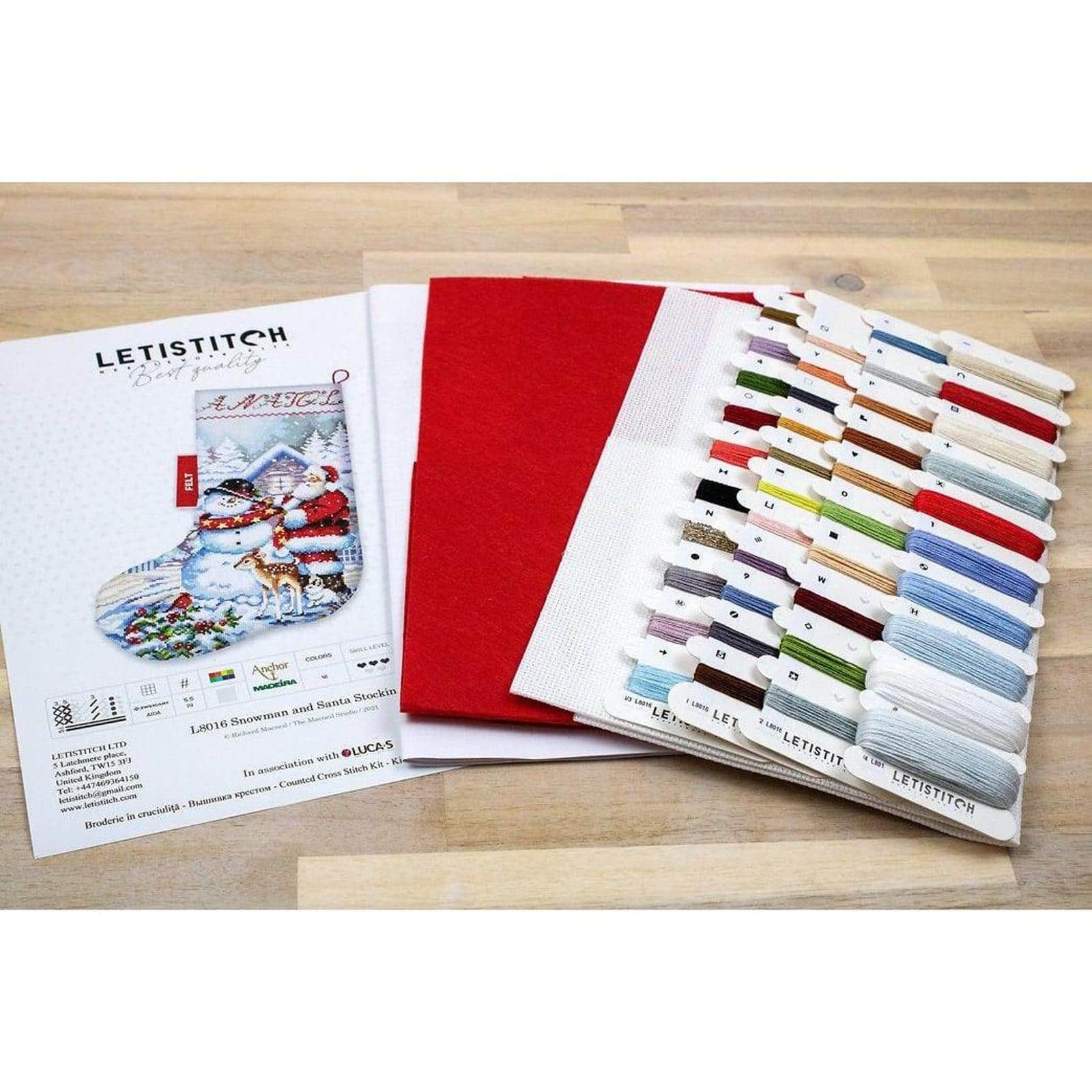 Letistitch Snowman And Santa Stocking Counted Cross Stitch Kit