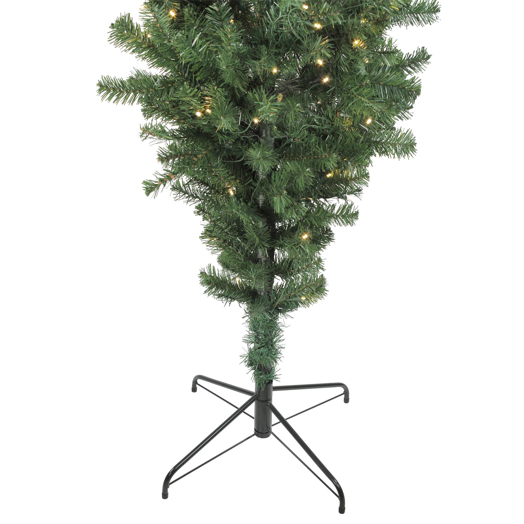 7.5ft. Pre-Lit Green Spruce Artificial Upside Down Christmas Tree, Warm White LED Lights