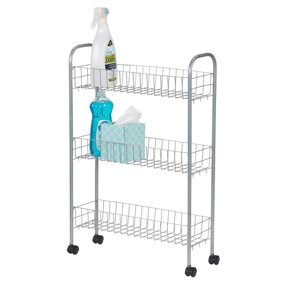 Household Essentials 30&#x22; Slim 3-Shelf Storage &#x26; Utility Cart