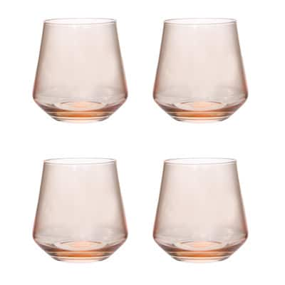 Godinger Meridian Blush Stemless Wine Glasses, Set of 4