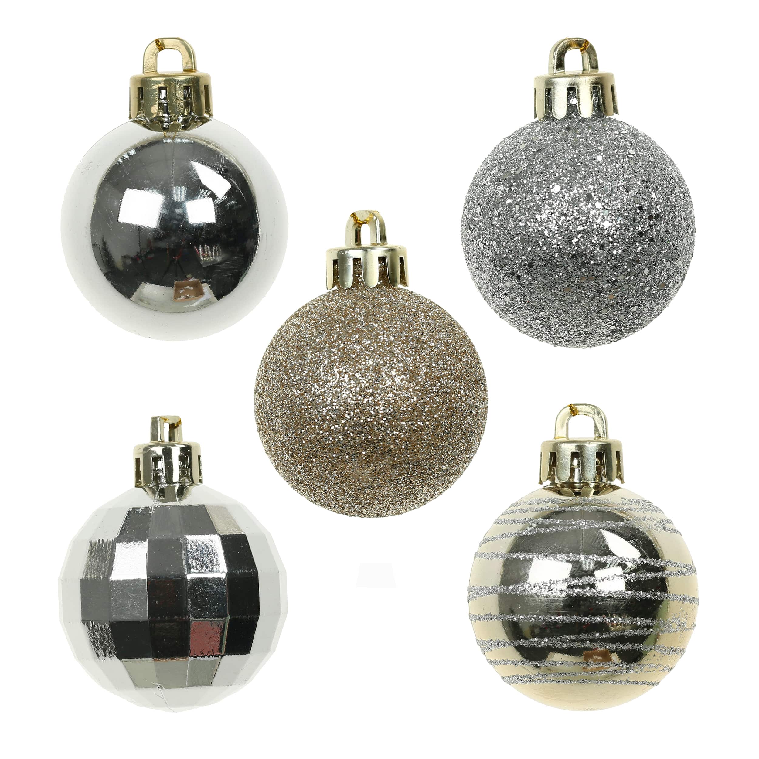 7 Pack 1.5&#x22; Silver &#x26; Gold Shatterproof Ball Ornaments by Ashland&#xAE;