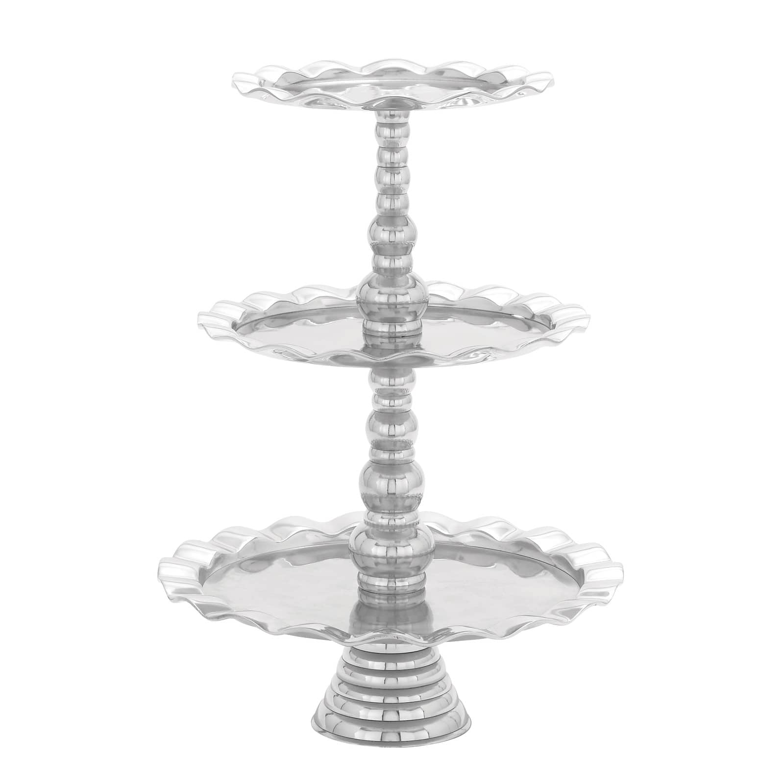 24&#x22; Silver Aluminum 3-Tier Tray Stand