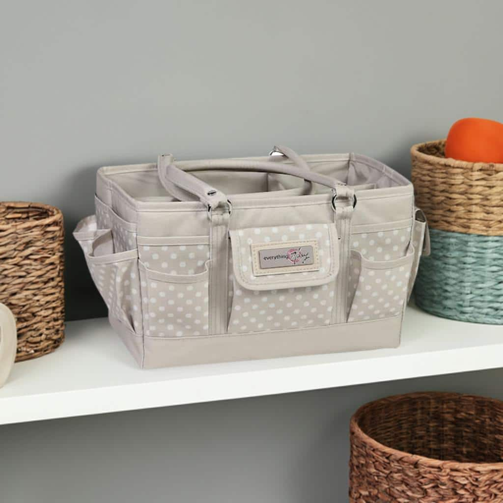 Everything Mary Tan Dot Deluxe Store &#x26; Tote Craft Organizer