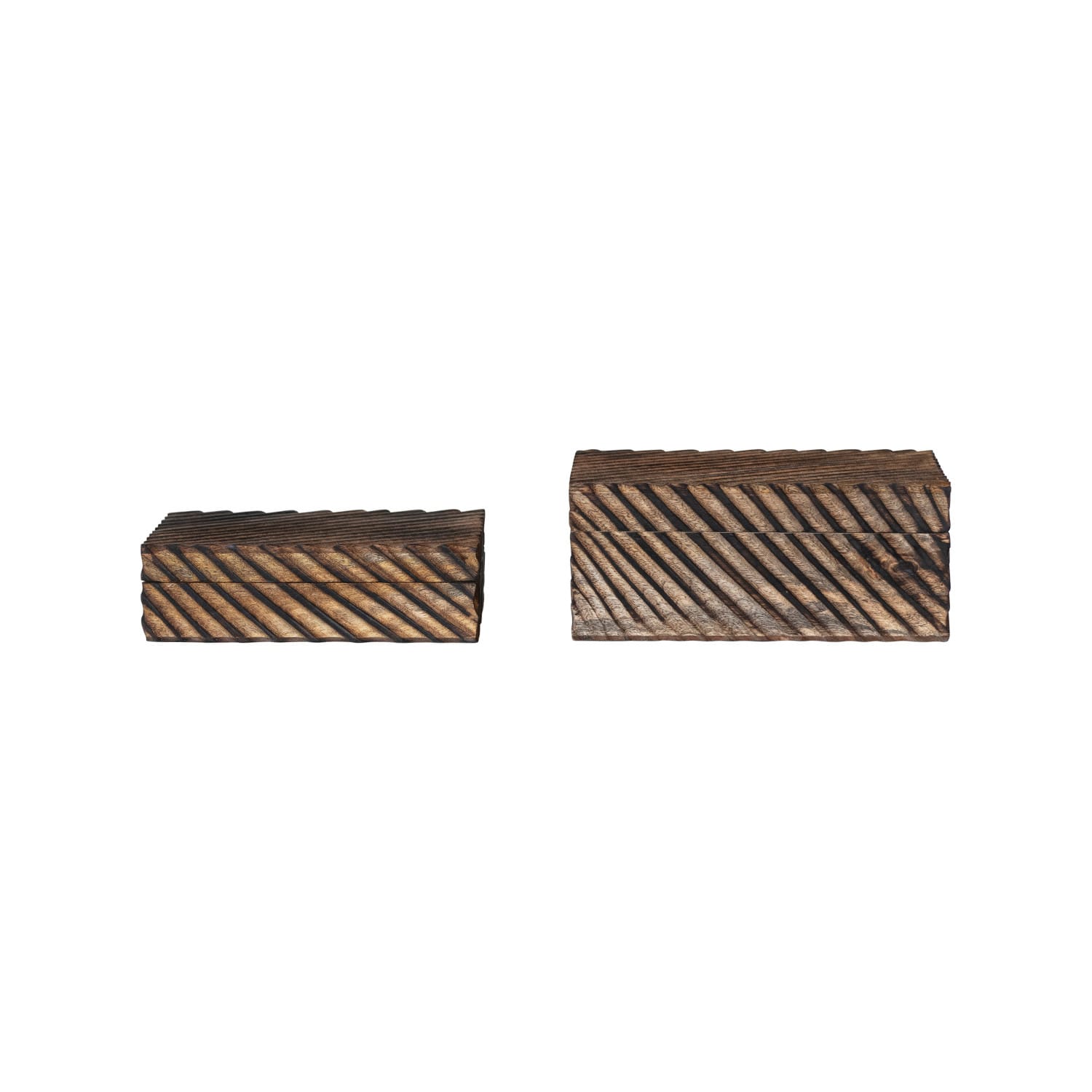 Hello Honey&#xAE; Burnt Finish Hand Carved Mango Wood Nesting Box Set