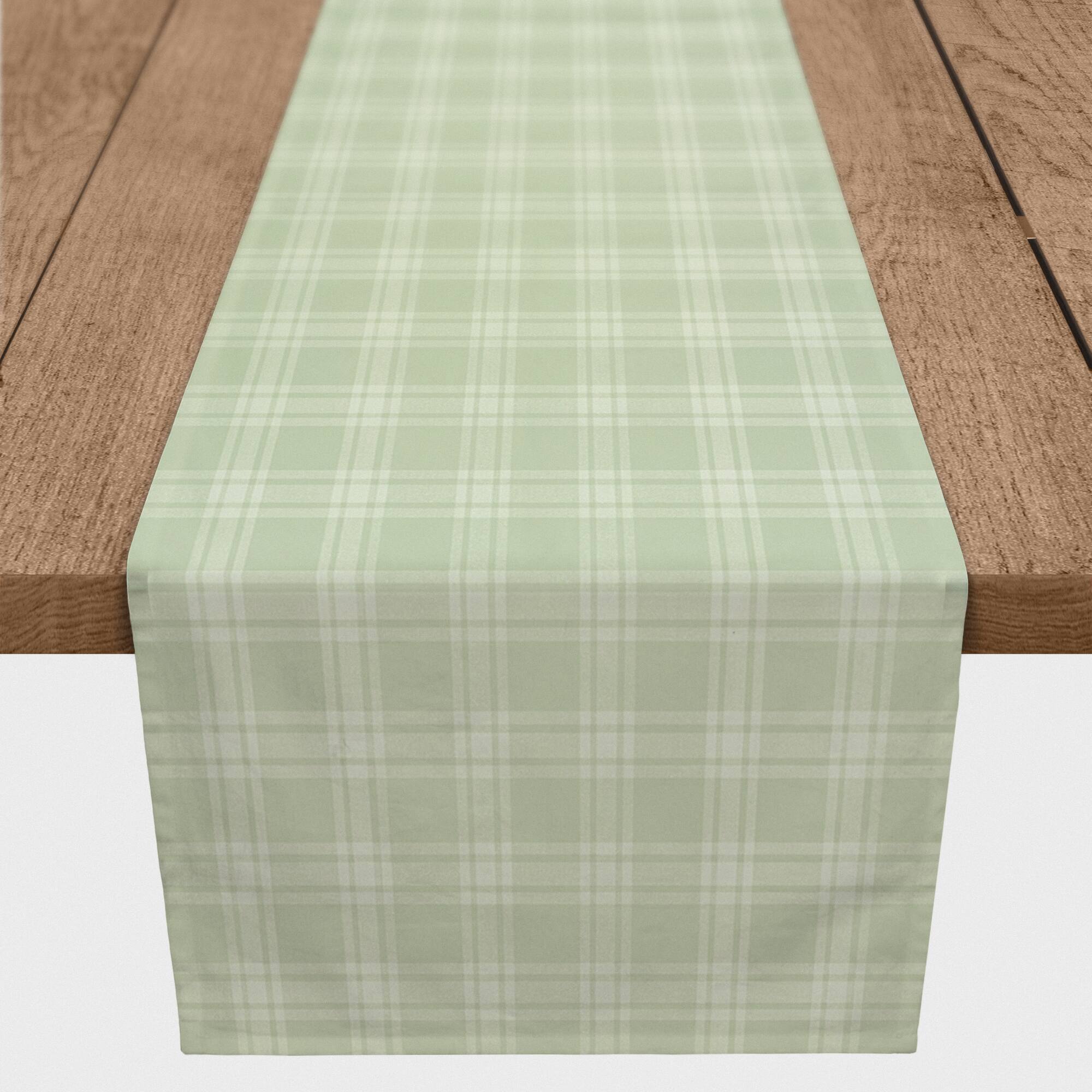 Green Plaid Pattern 1 16" x 72" Poly Twill Table Runner