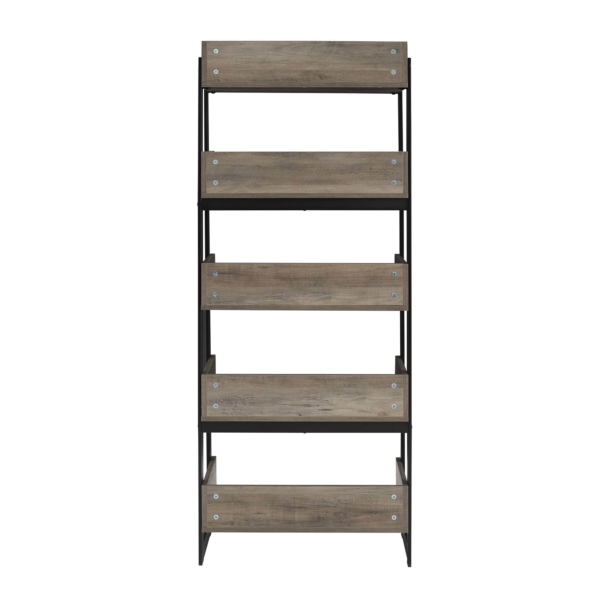 Walker Edison 64&#x22; Graywash 5-Shelf Bookshelf