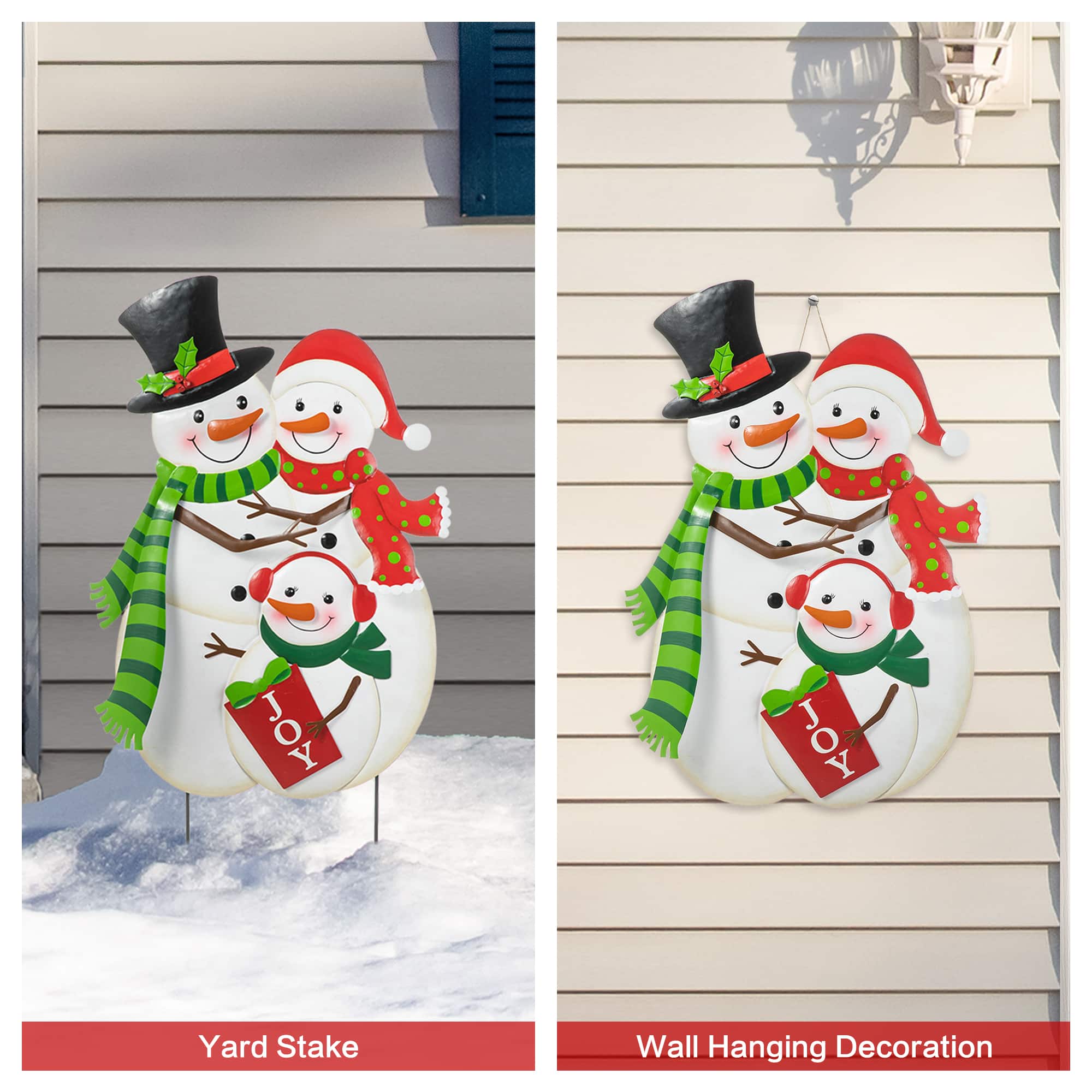Glitzhome&#xAE; 2.5ft. Metal Snowman Family Yard Stake