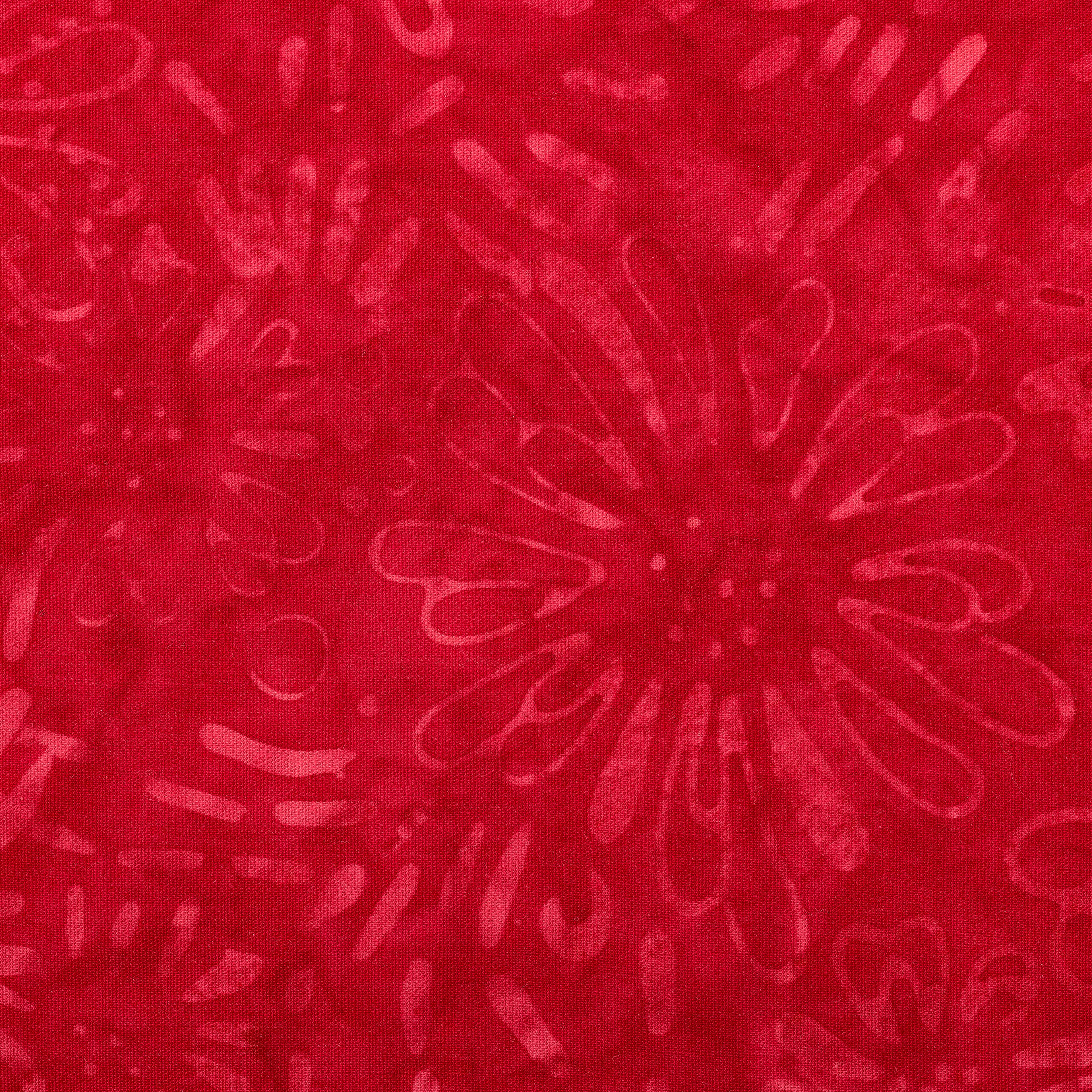 Premium Indonesian Batik Red Tie Dye Daisy Fabric