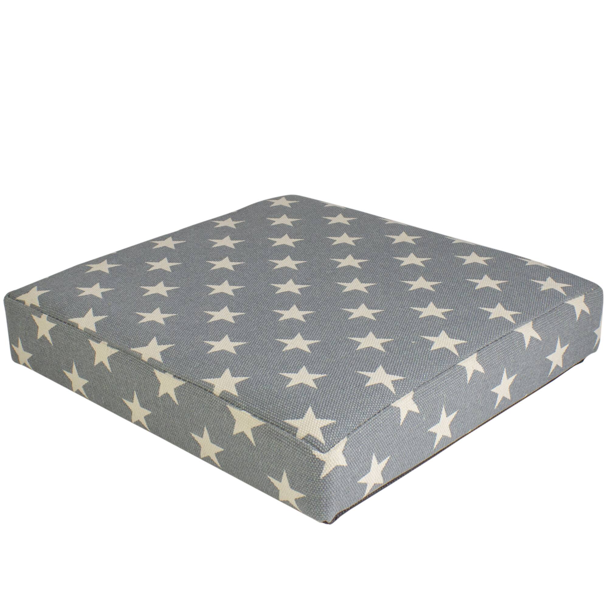 12" Gray with White Stars Collapsible Ottoman