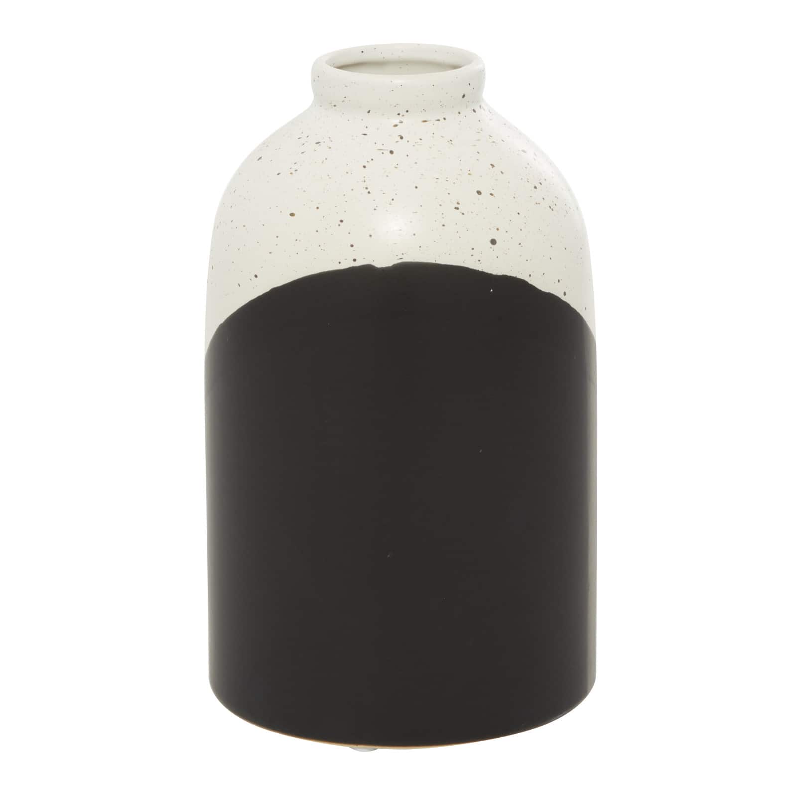 Black Ceramic Contemporary Vase, 10" x 6" x 6"