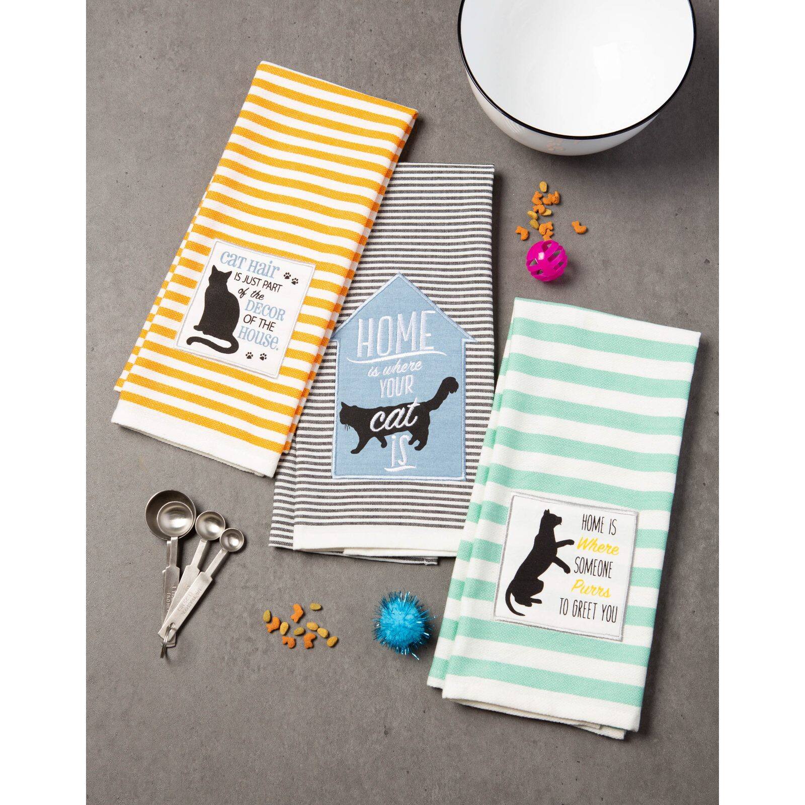 DII® Cats Meow Embellished Dishtowel Set