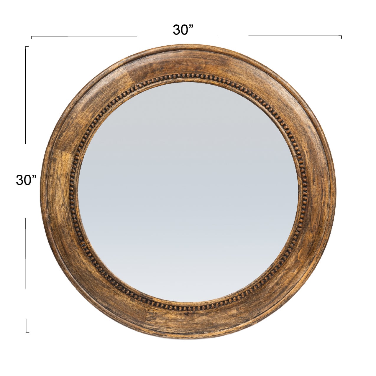 Hello Honey&#xAE; Walnut Round Carved Wood Framed Wall Mirror