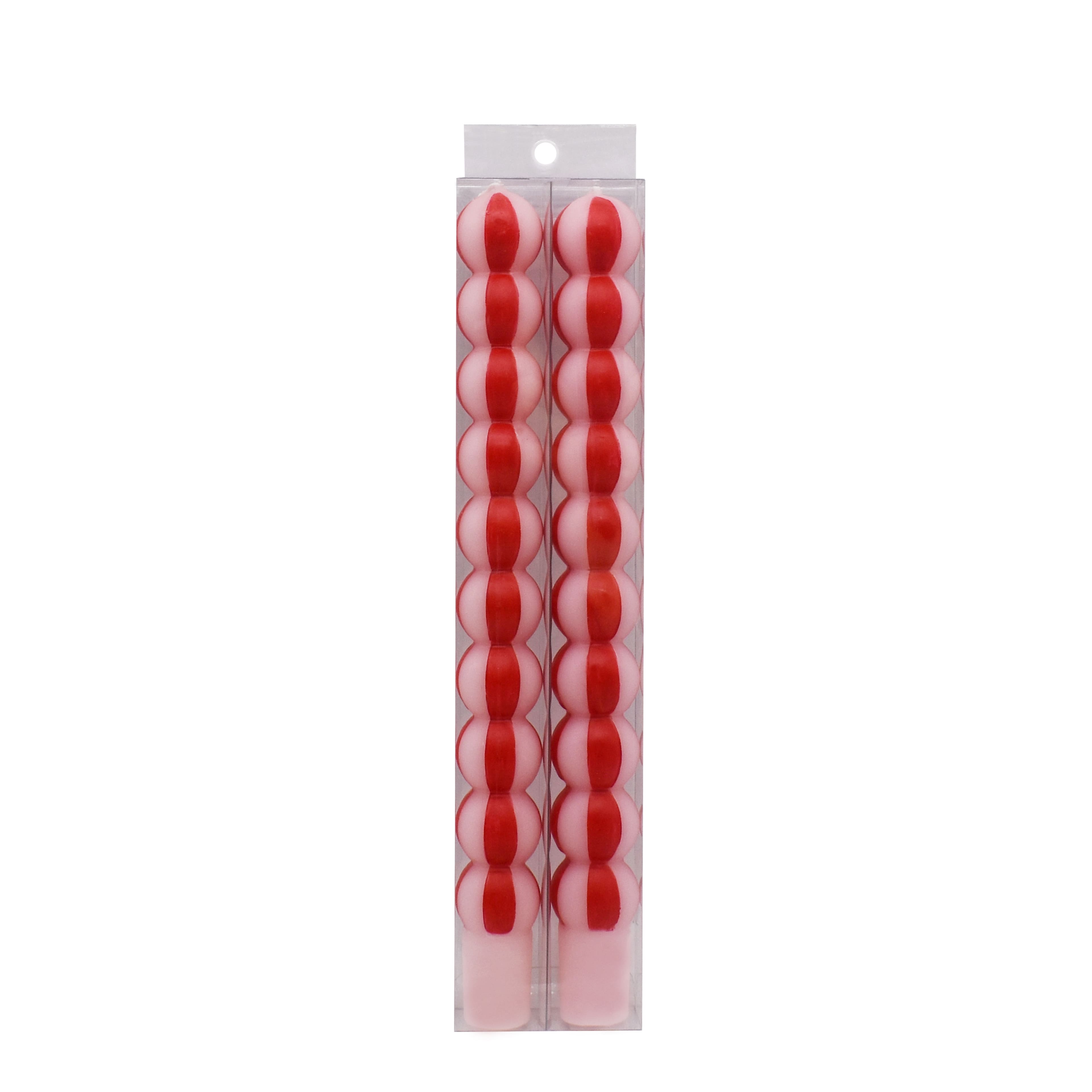 11.25&#x22; Red &#x26; White Peppermint Unscented Taper Candles, 2ct. by Ashland&#xAE;