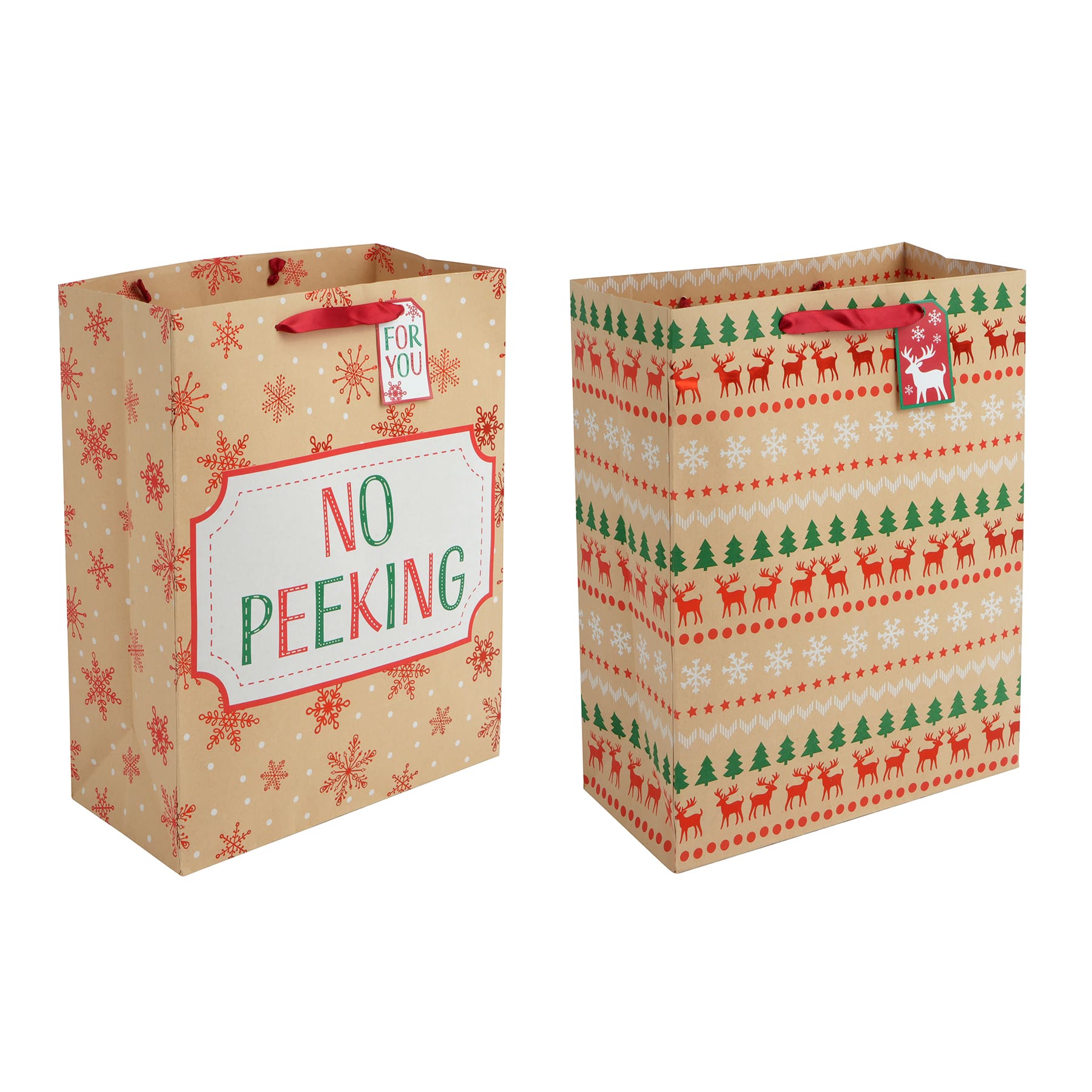 12.5&#x22; Fair Isle Print &#x26; No Peeking Gift Bag Set by Celebrate It&#xAE;