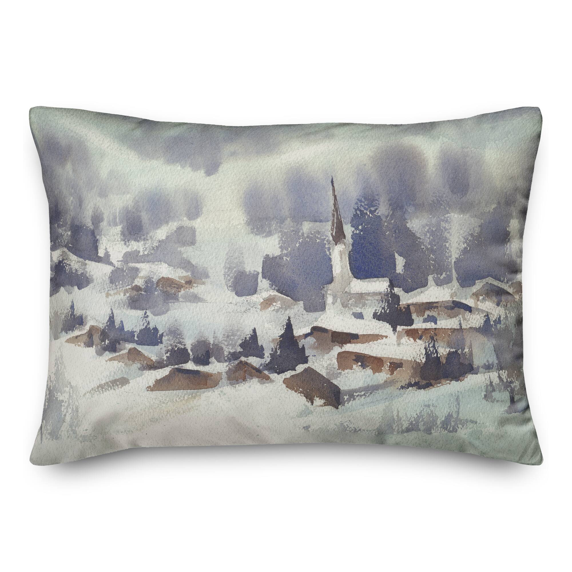 Winter Abstract Landscape Throw Pillow