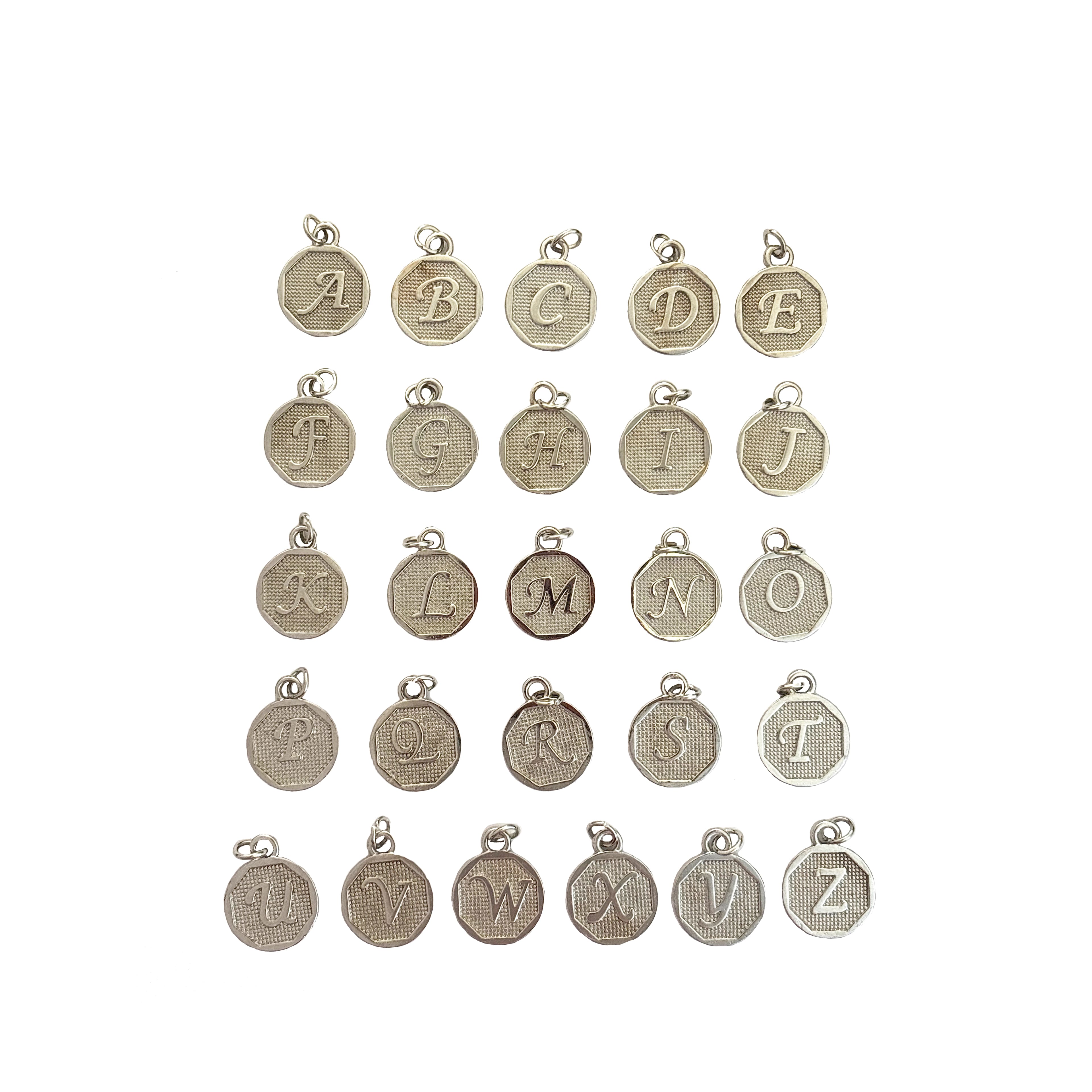 Blue Moon Studio&#x2122; Round Silver Alphabet Charm Set