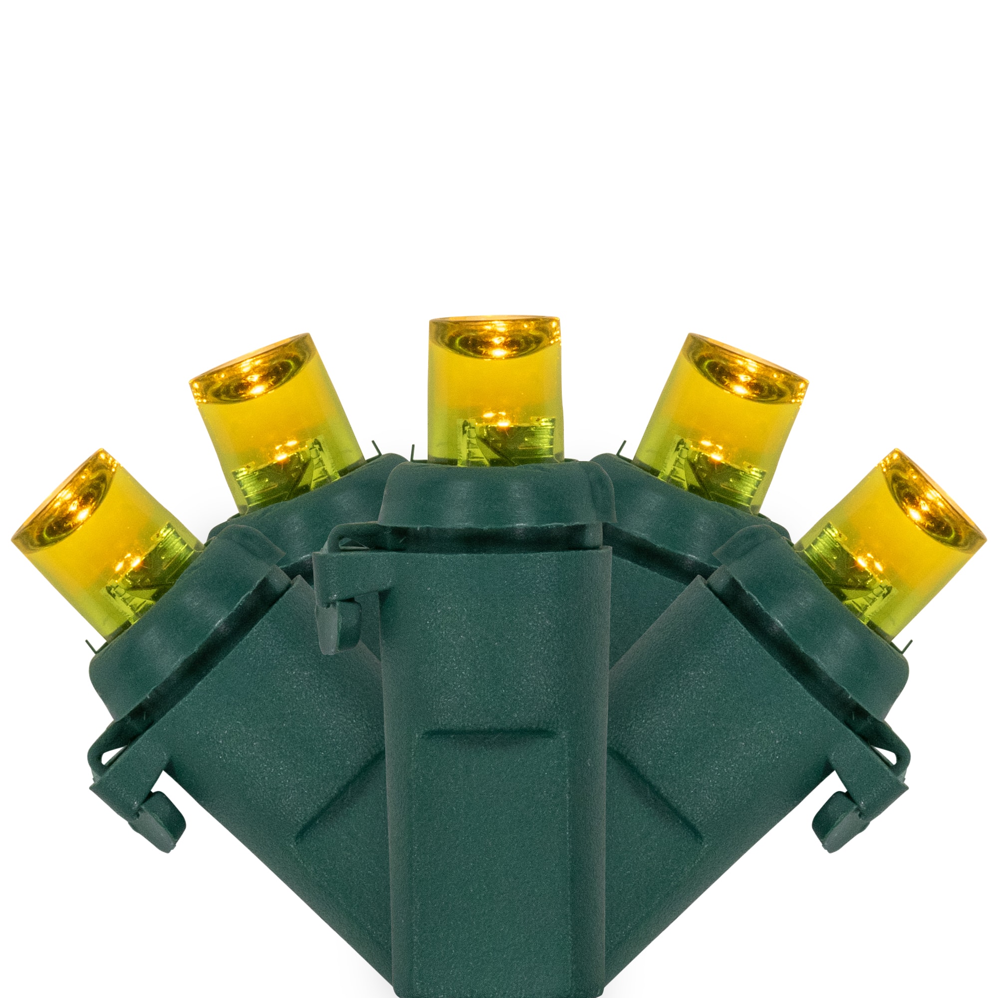 Wide Angle LED Christmas Lights - Yellow - 33' Green Wire - 100 ct