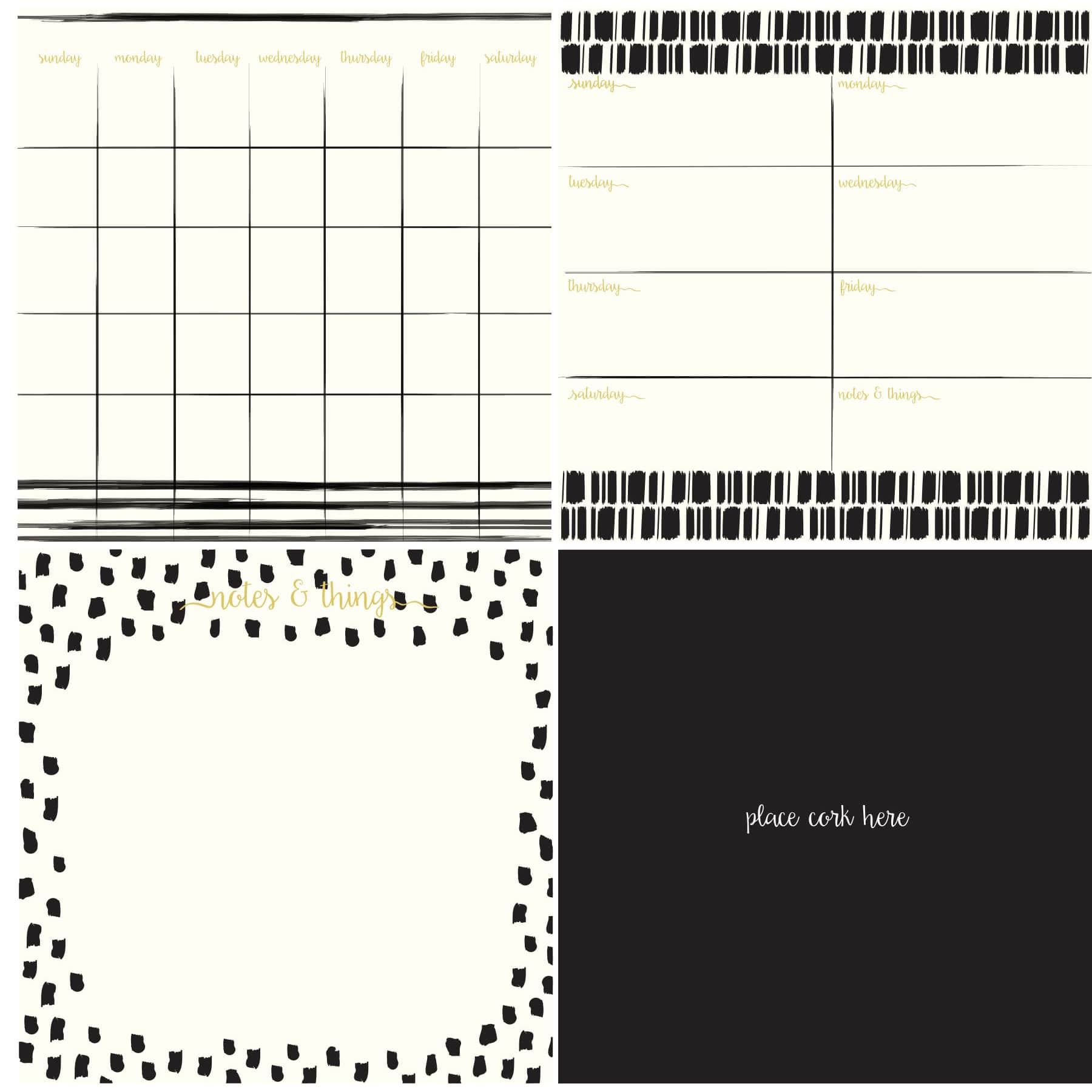 WallPops Luxe Dry Erase Calendar & Corkboard Set