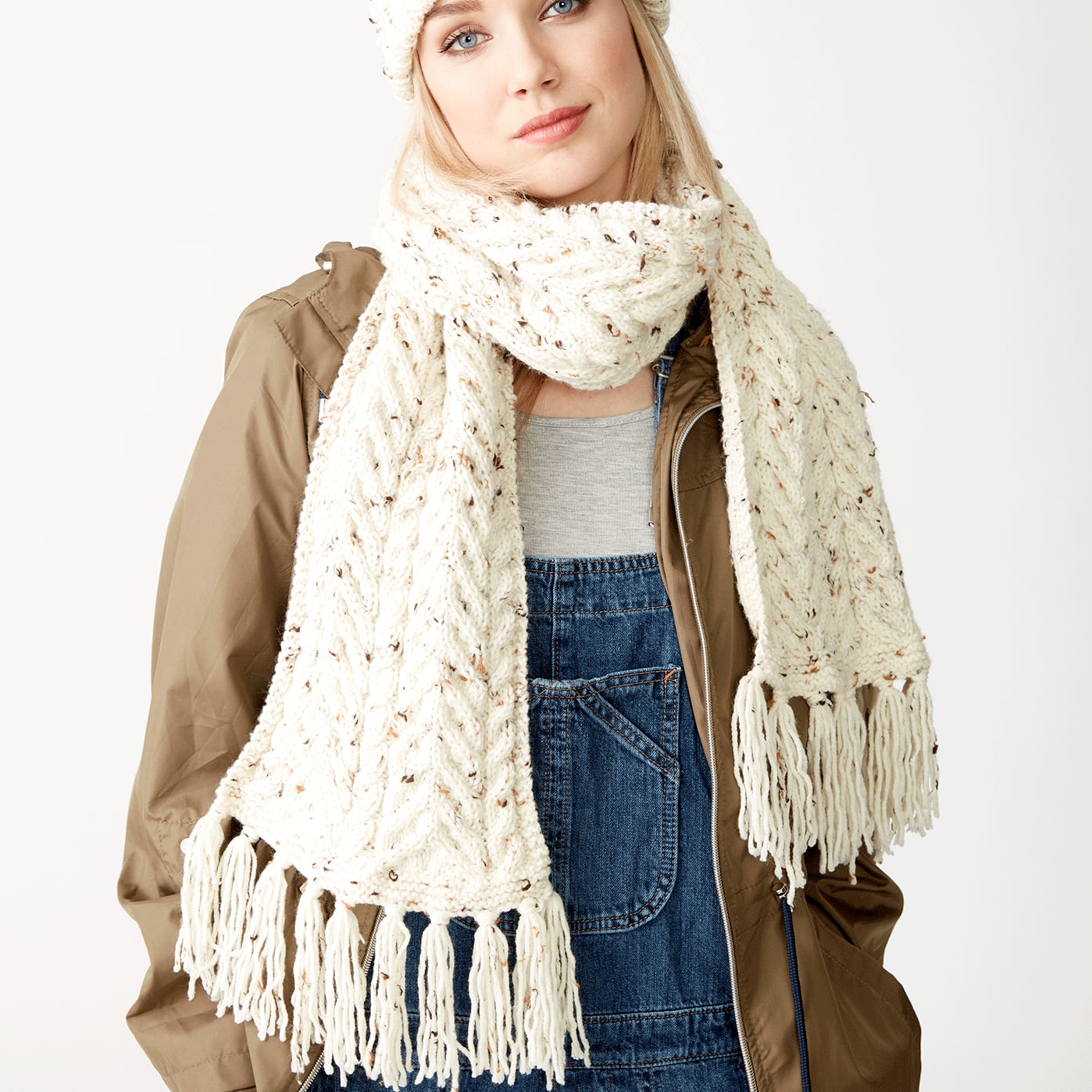 Loops Threads Impeccable Tweed Cable Knit Scarf Loops threads impeccable tweed cable knit scarf