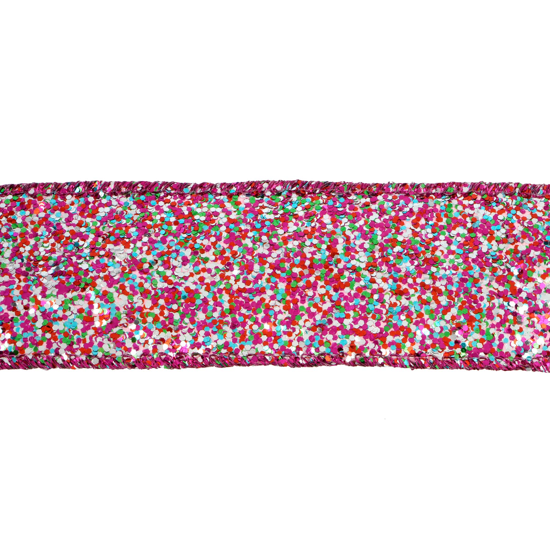 1.5&#x22; x 15ft. Hot Pink Confetti Wired Glitter Ribbon by Celebrate It&#xAE;