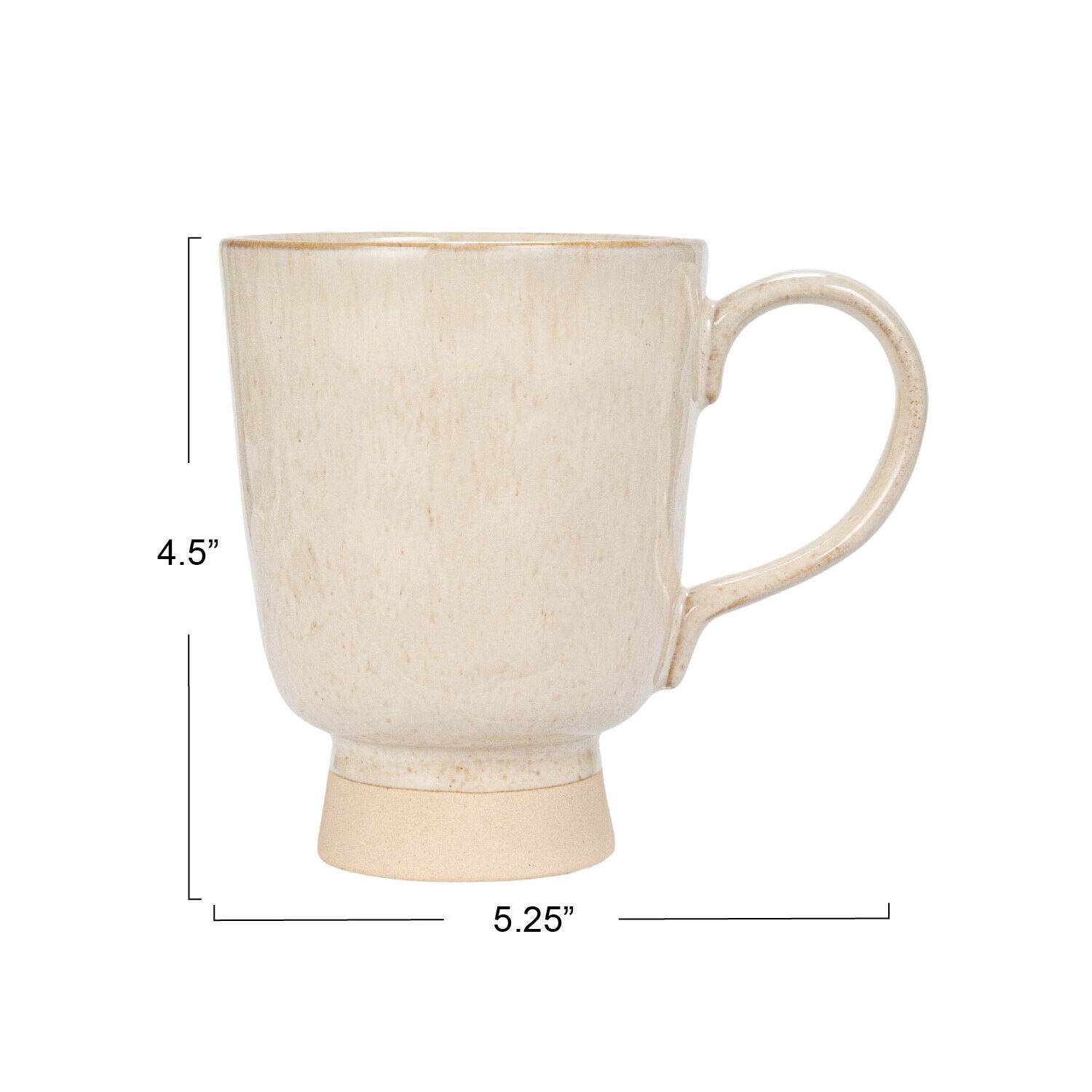 Hello Honey® 4.75" Cream Speckled Glaze Stoneware Footed Mug, 4ct.