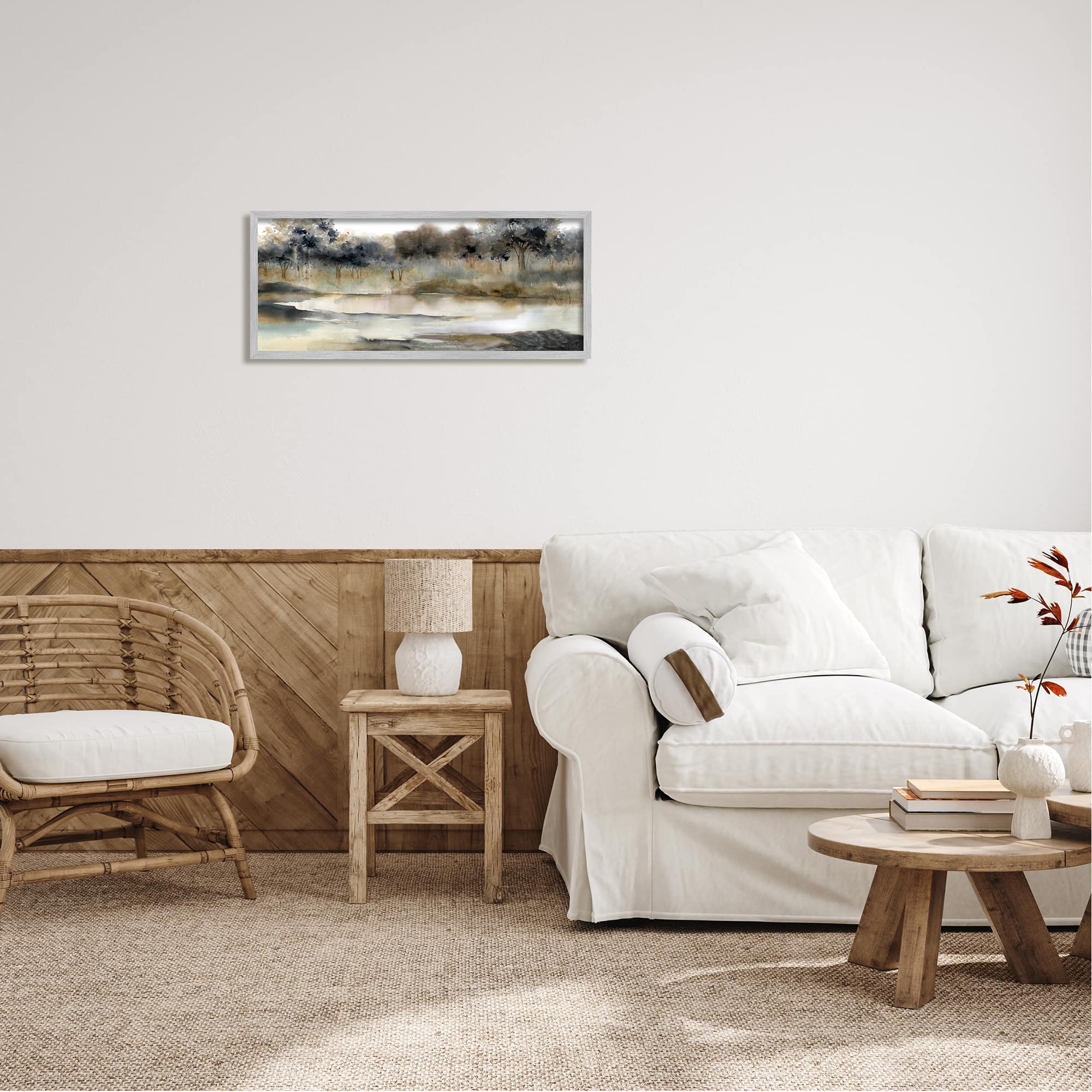 Stupell Industries Trees By Lakeside Landscape Framed Giclee Art