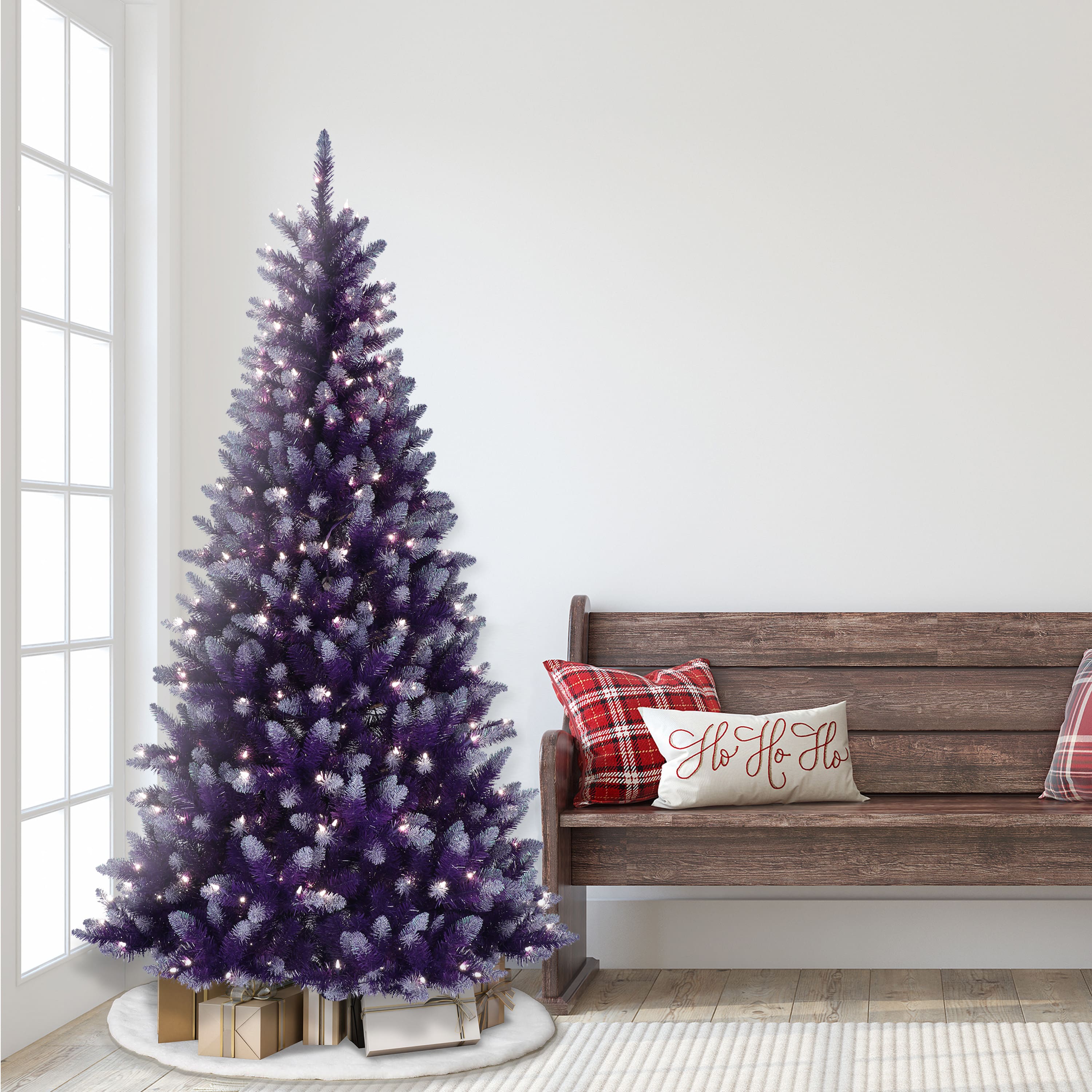 6.5ft. Pre-Lit Fashion Purple Artificial Christmas Tree, Clear Lights