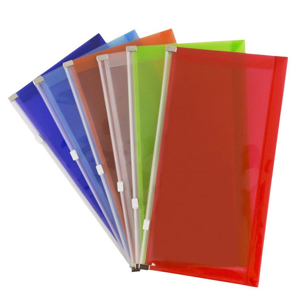 JAM Paper 4.13&#x22; x 9.5&#x22; Mixed Plastic Zip Closure Booklet Envelopes, 12ct.