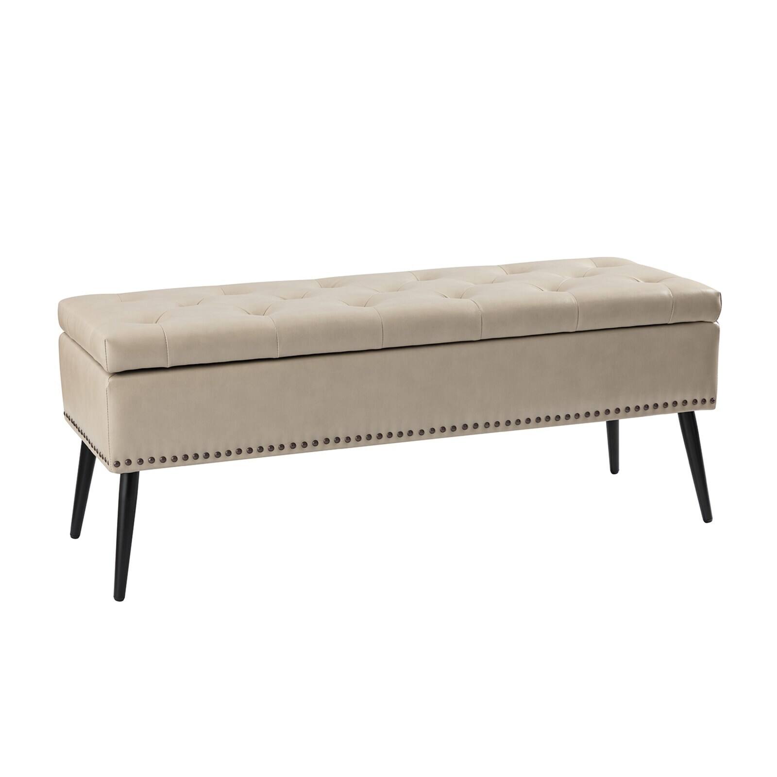 Karat Home Upholstered Flip Top Storage Bench with Tufted Design