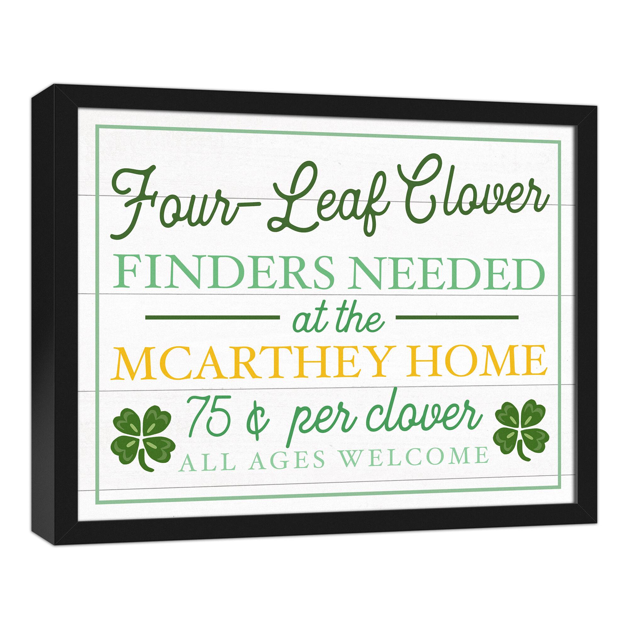 Four Leaf Clover Finders Black Framed Canvas