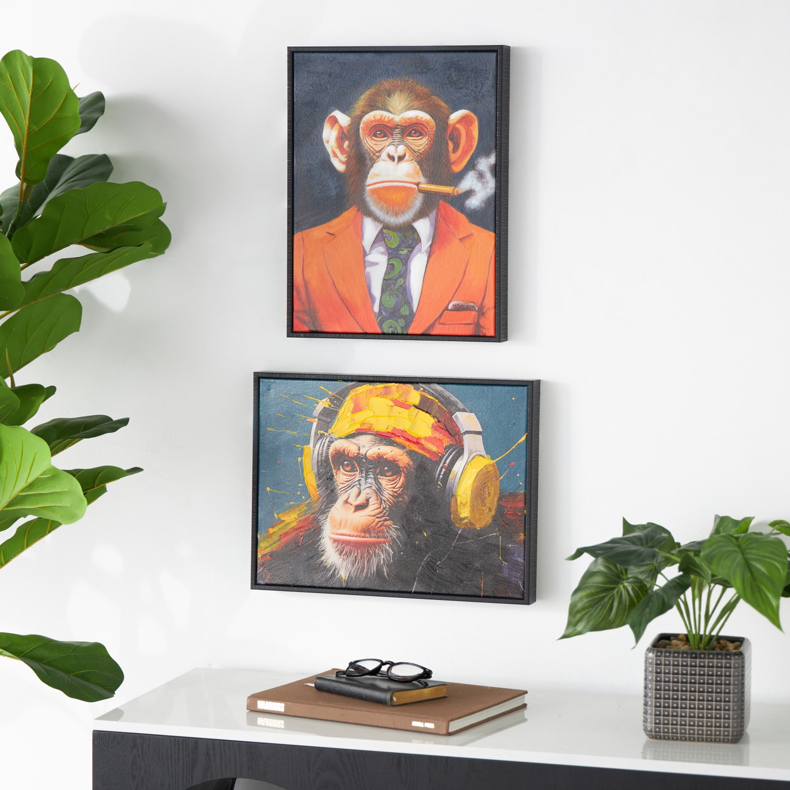 Multicolored Canvas Monkey Business Living Room Framed Wall Art Set