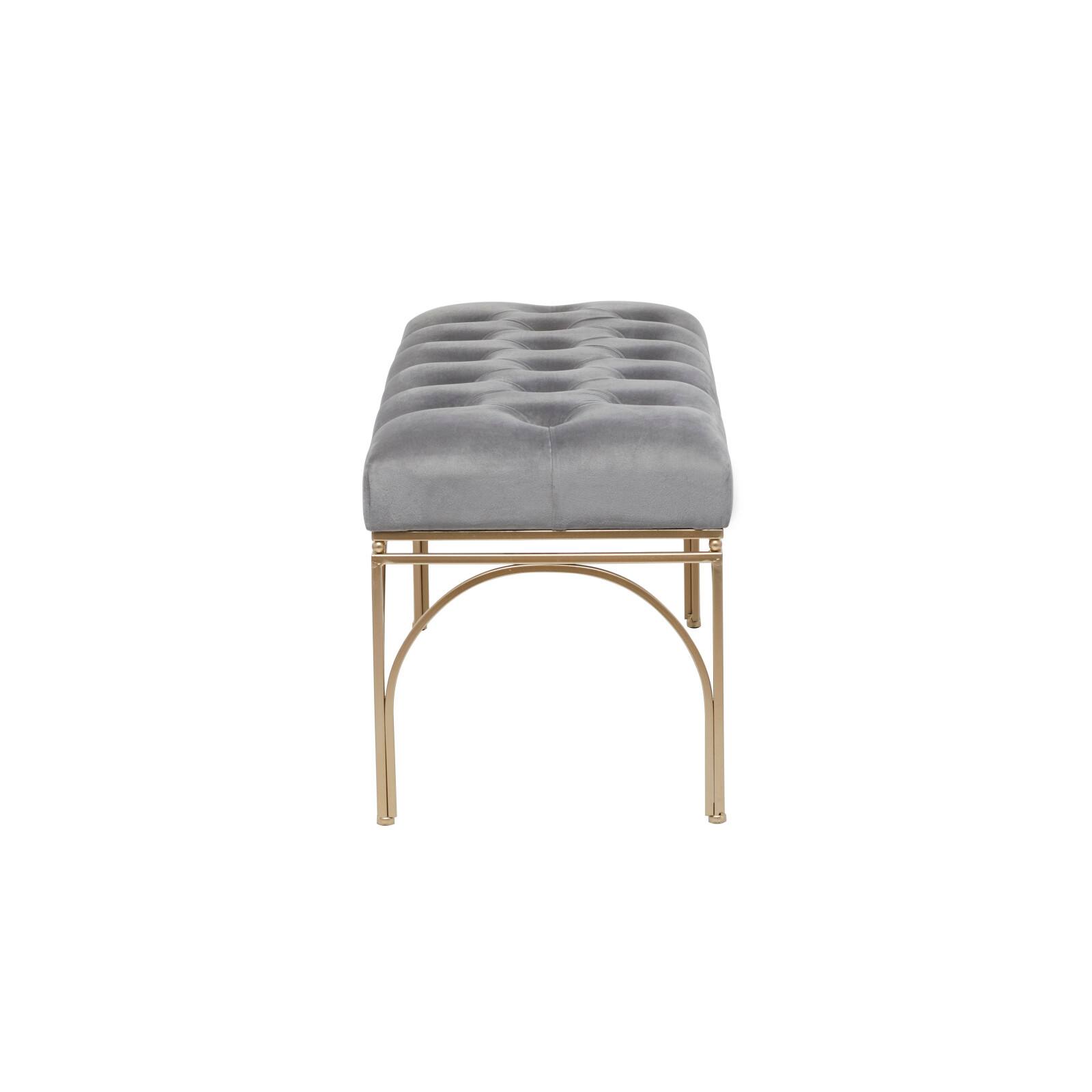 Grey Metal Glam Bench, 19&#x22; x 39&#x22; x 17&#x22;