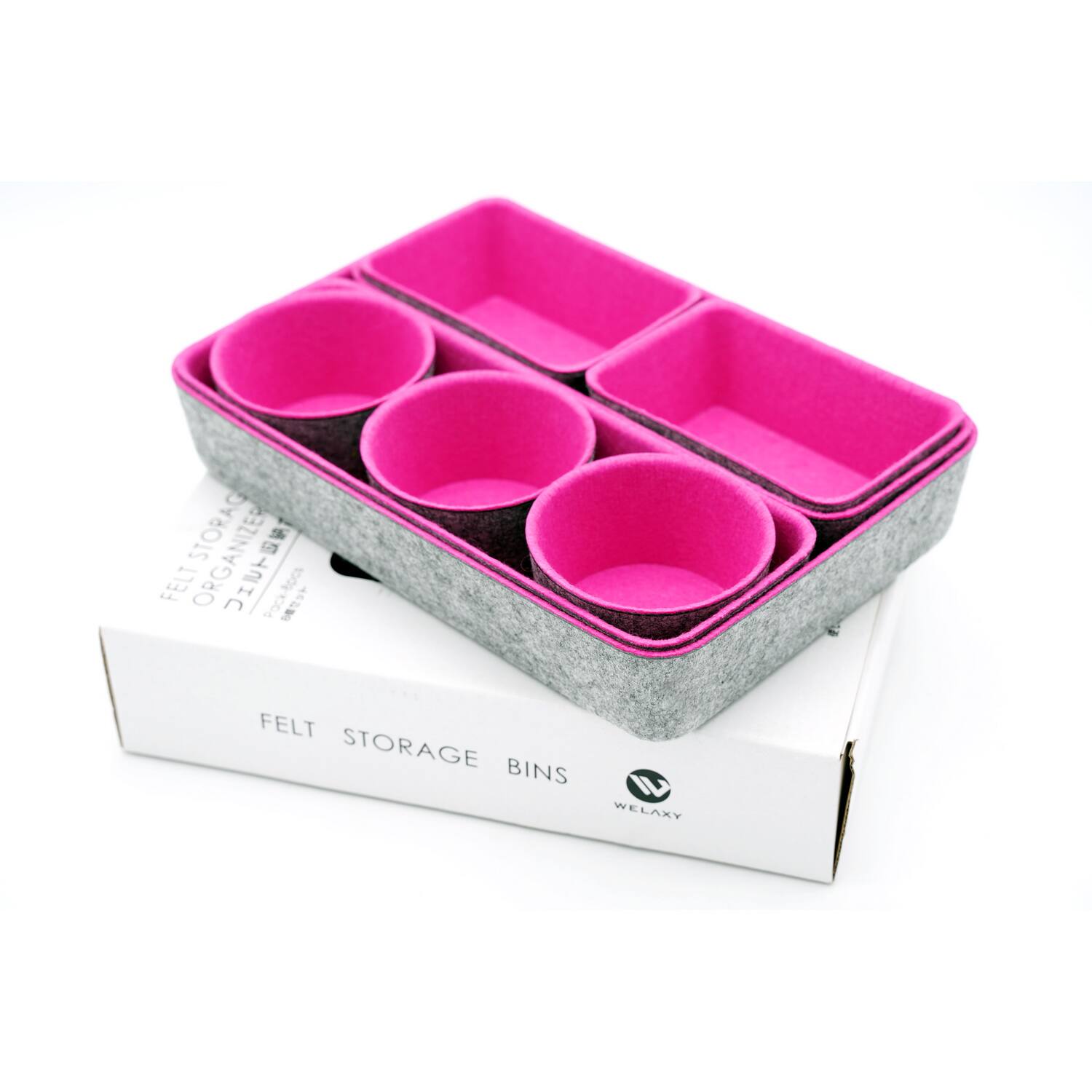 Welaxy 8 Piece Felt Round Cups &#x26; Trays Drawer Organizer Set