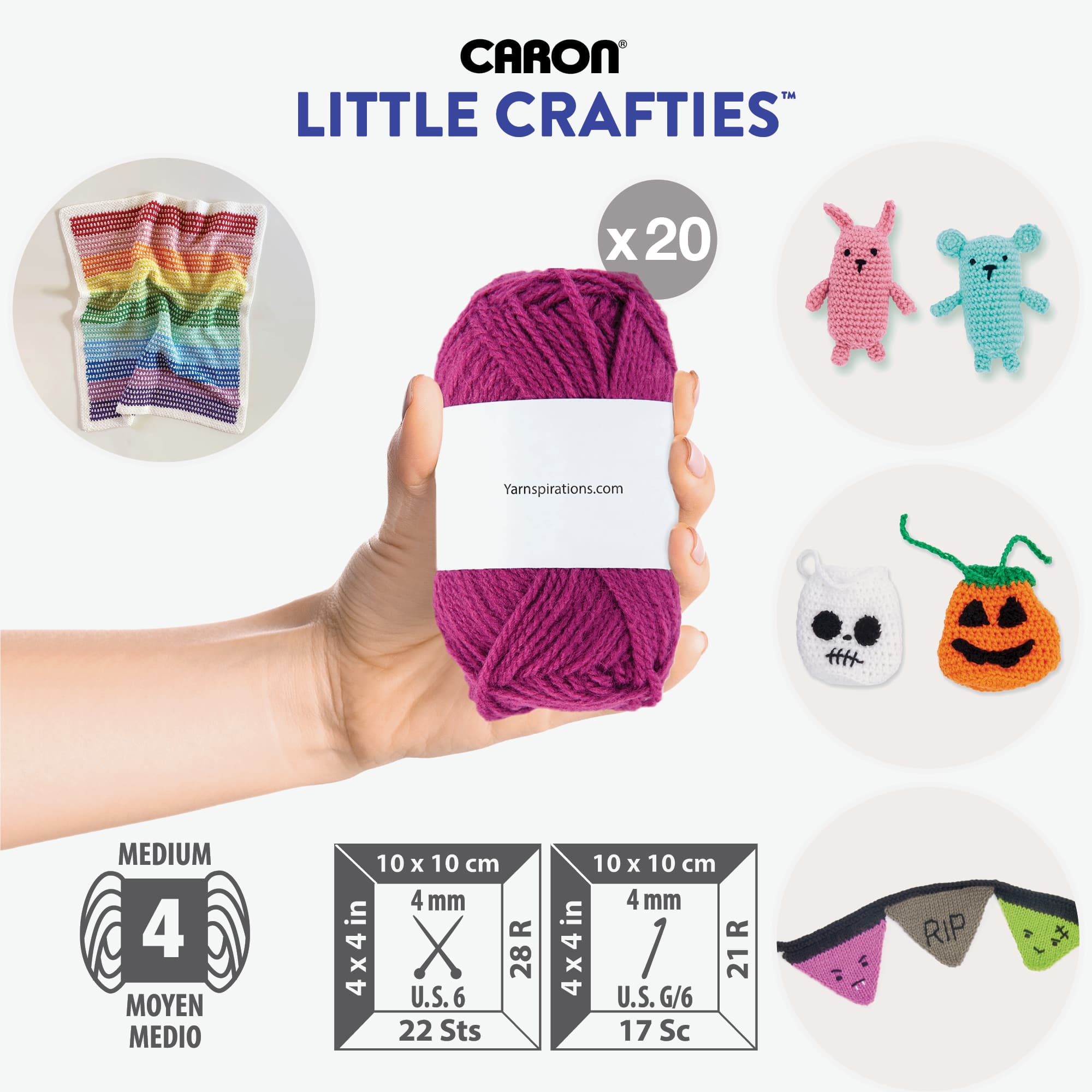 20 Pack Caron&#xAE; Little Crafties&#x2122; Yarn