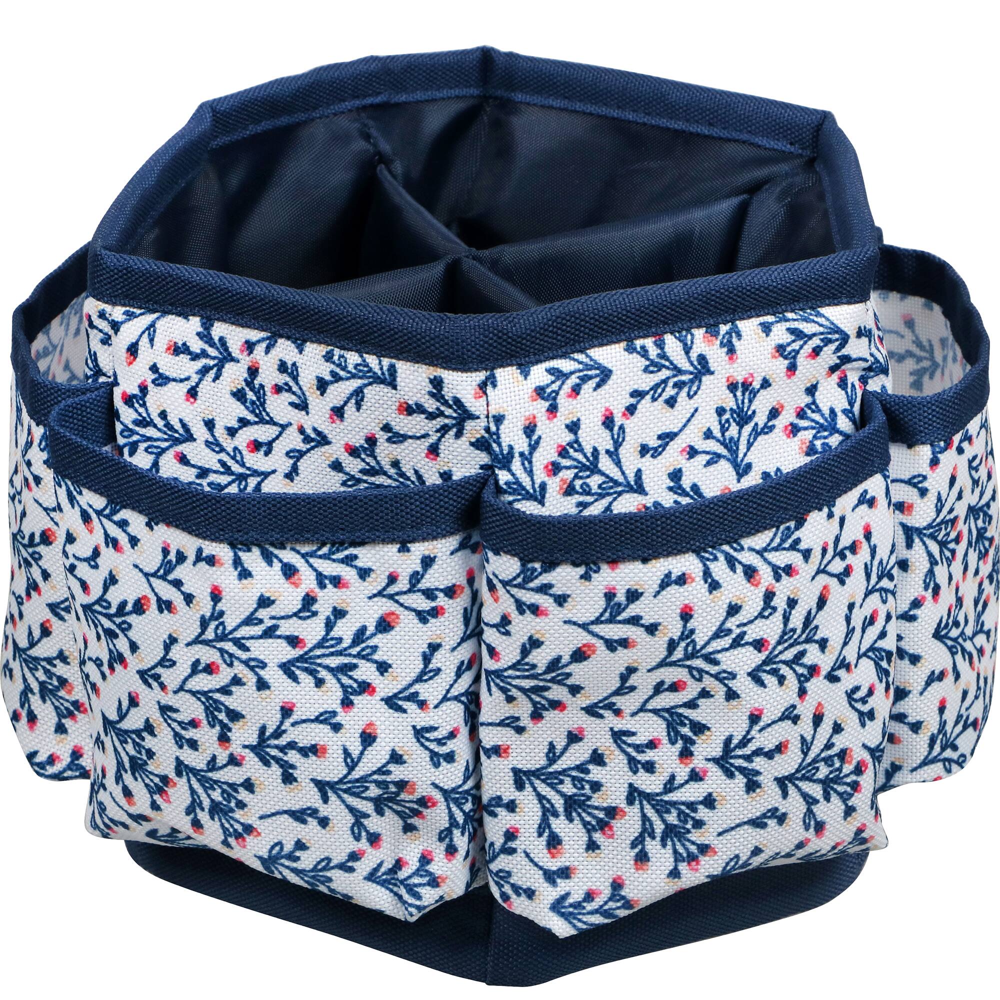 SINGER® Navy Floral Print Sewing Spinning Tabletop Organizer