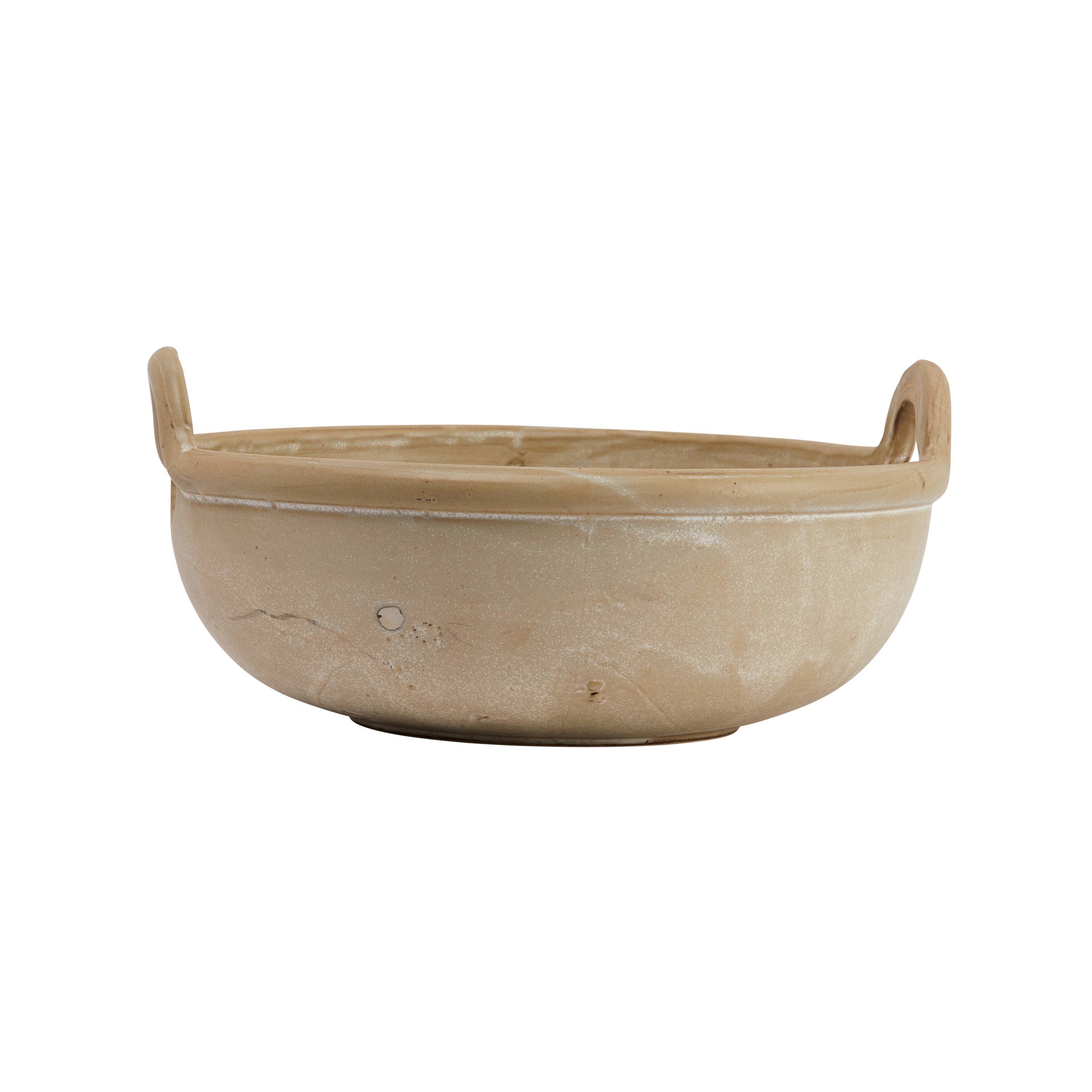 Hello Honey® Tan Reactive Glaze Stoneware Serving Bowl with Handles