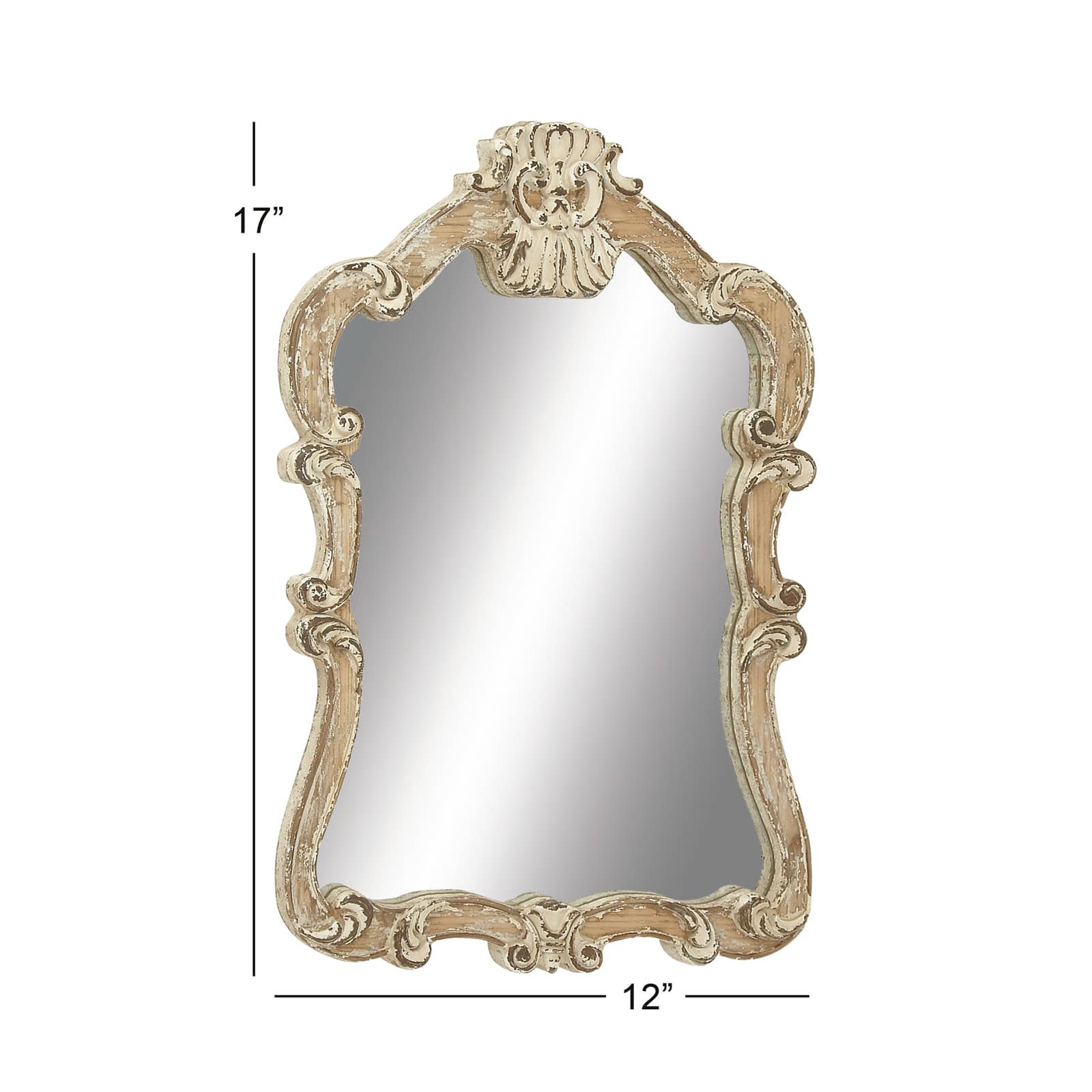 Cream Vintage Wood Wall Mirror, 39" x 25"