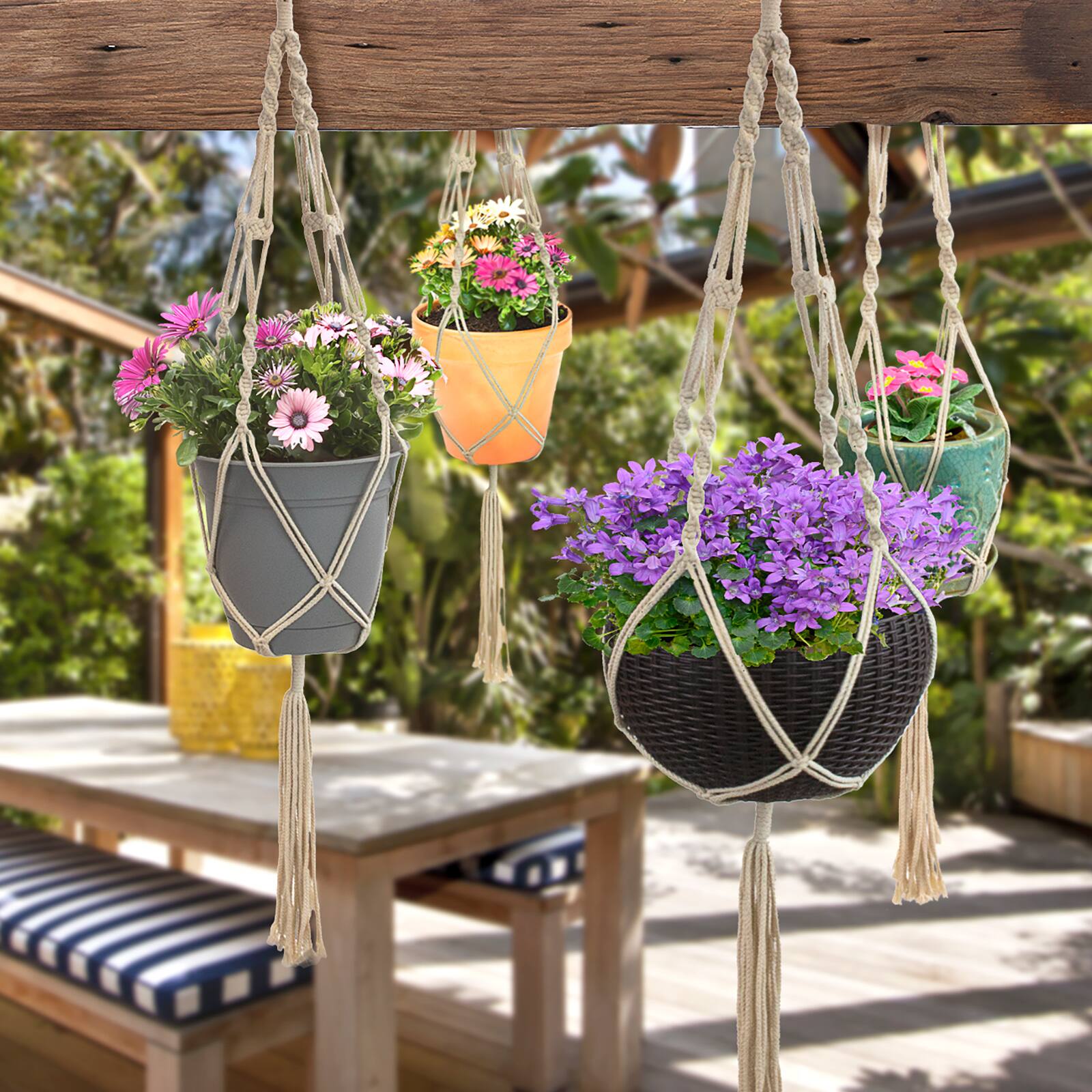 Sorbus 41&#x22; Macram&#xE9; Plant Hangers, 4ct.