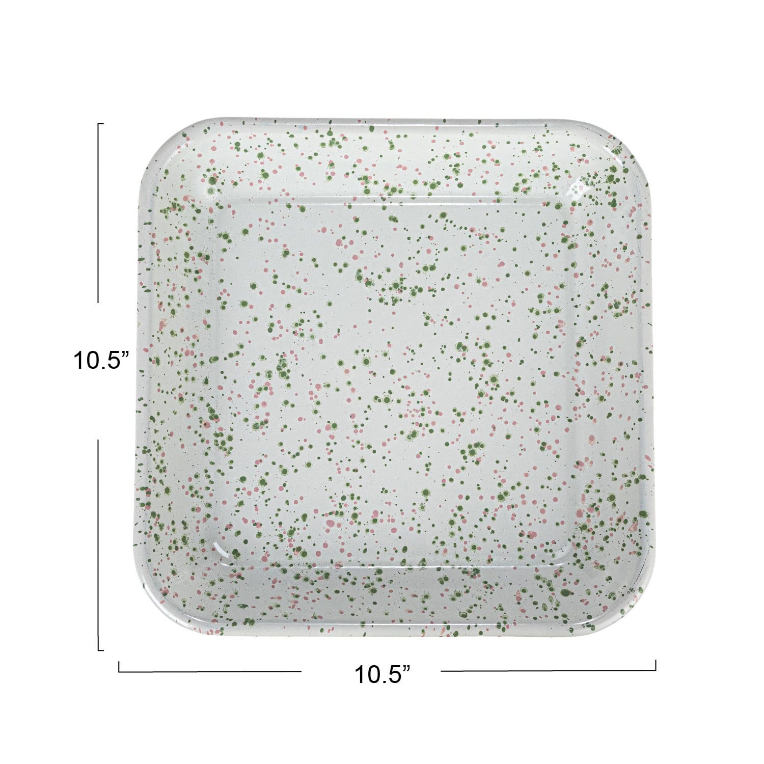 Hello Honey® 10.5" Mint & Pink Splatter Enameled Metal Platter