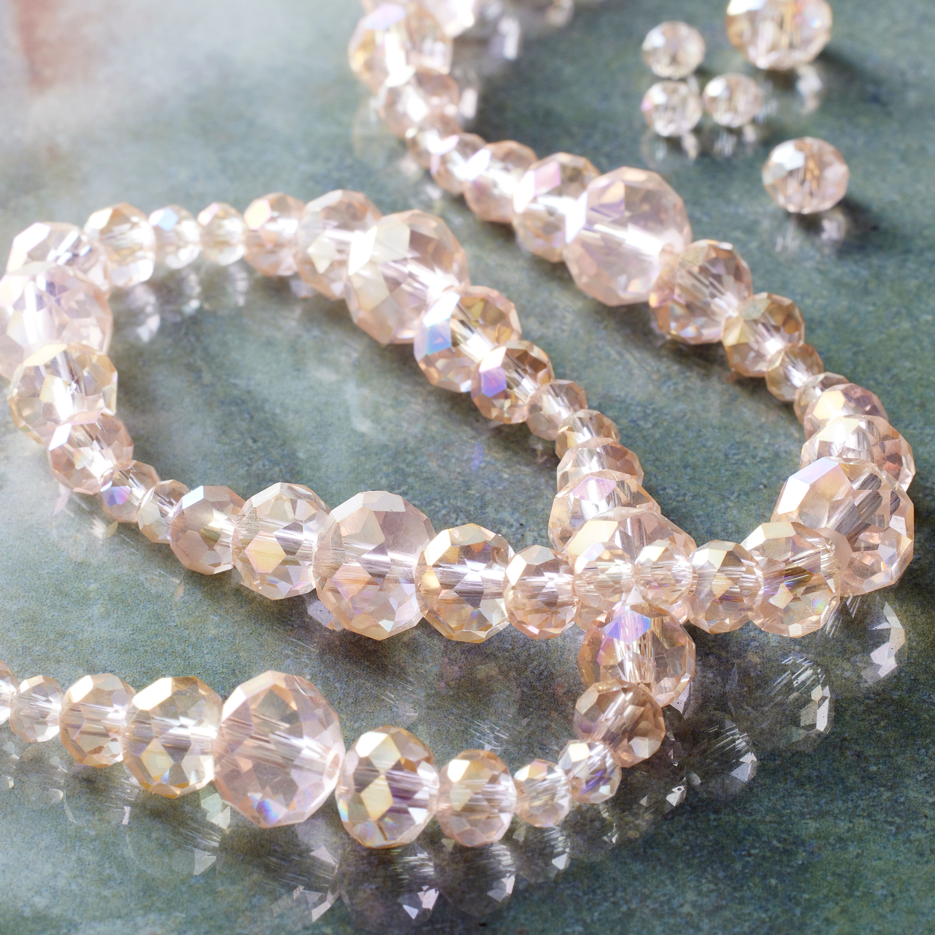 Pink &#x26; Gold Plated Faceted Glass Rondelle Beads by Bead Landing&#x2122;