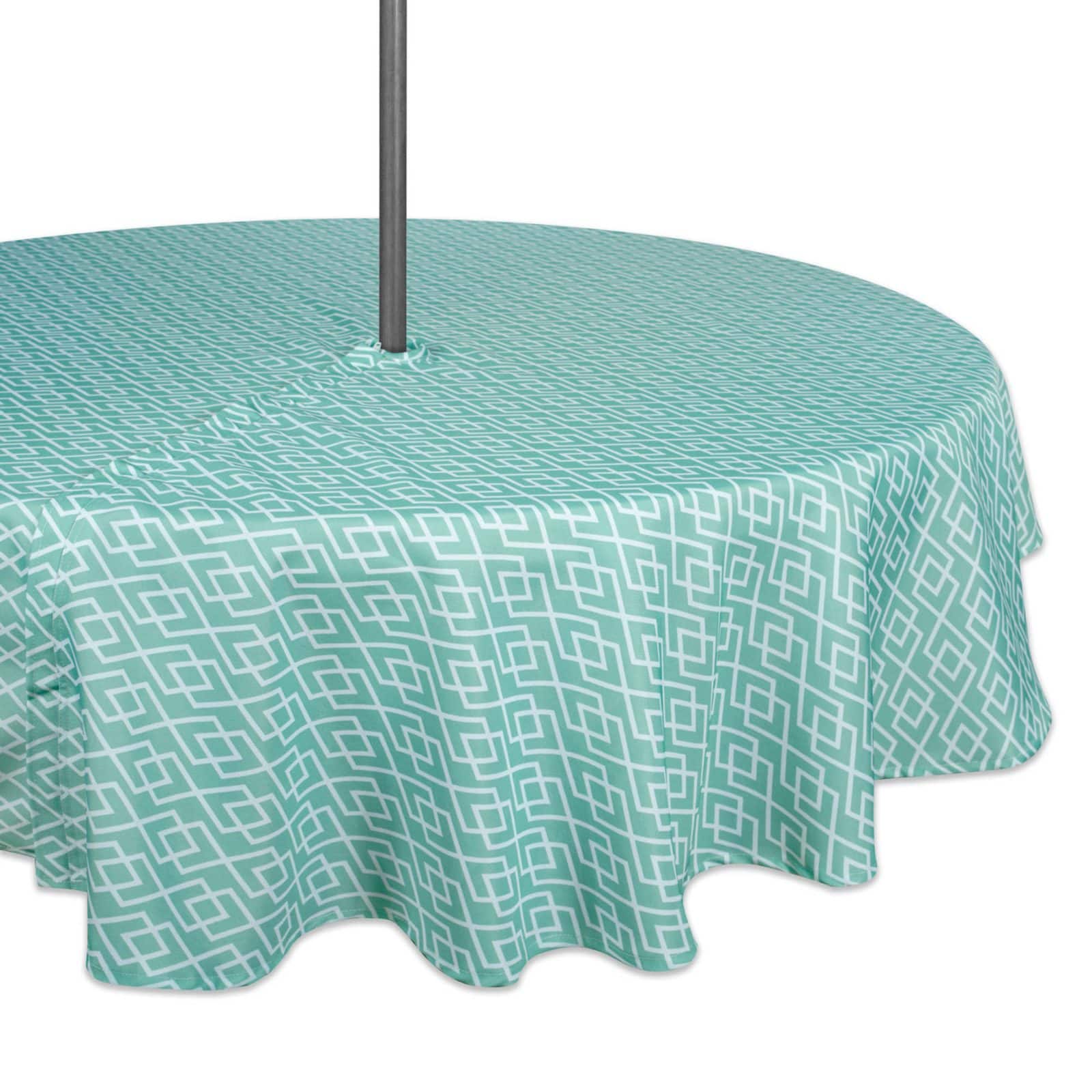 DII® 60" Round Aqua Diamond Outdoor Tablecloth with Zipper