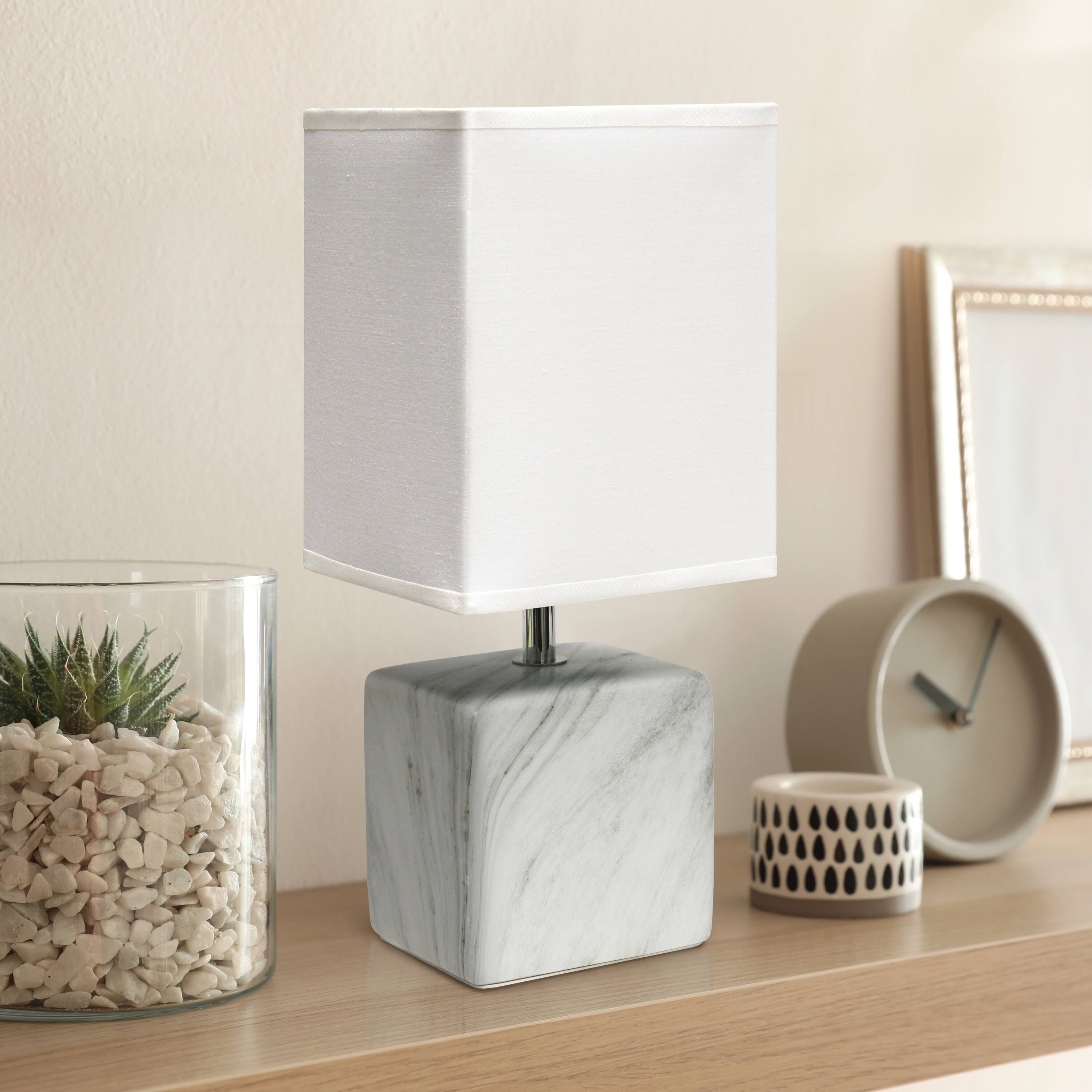 Simple Designs White Marbled Ceramic Table Lamp
