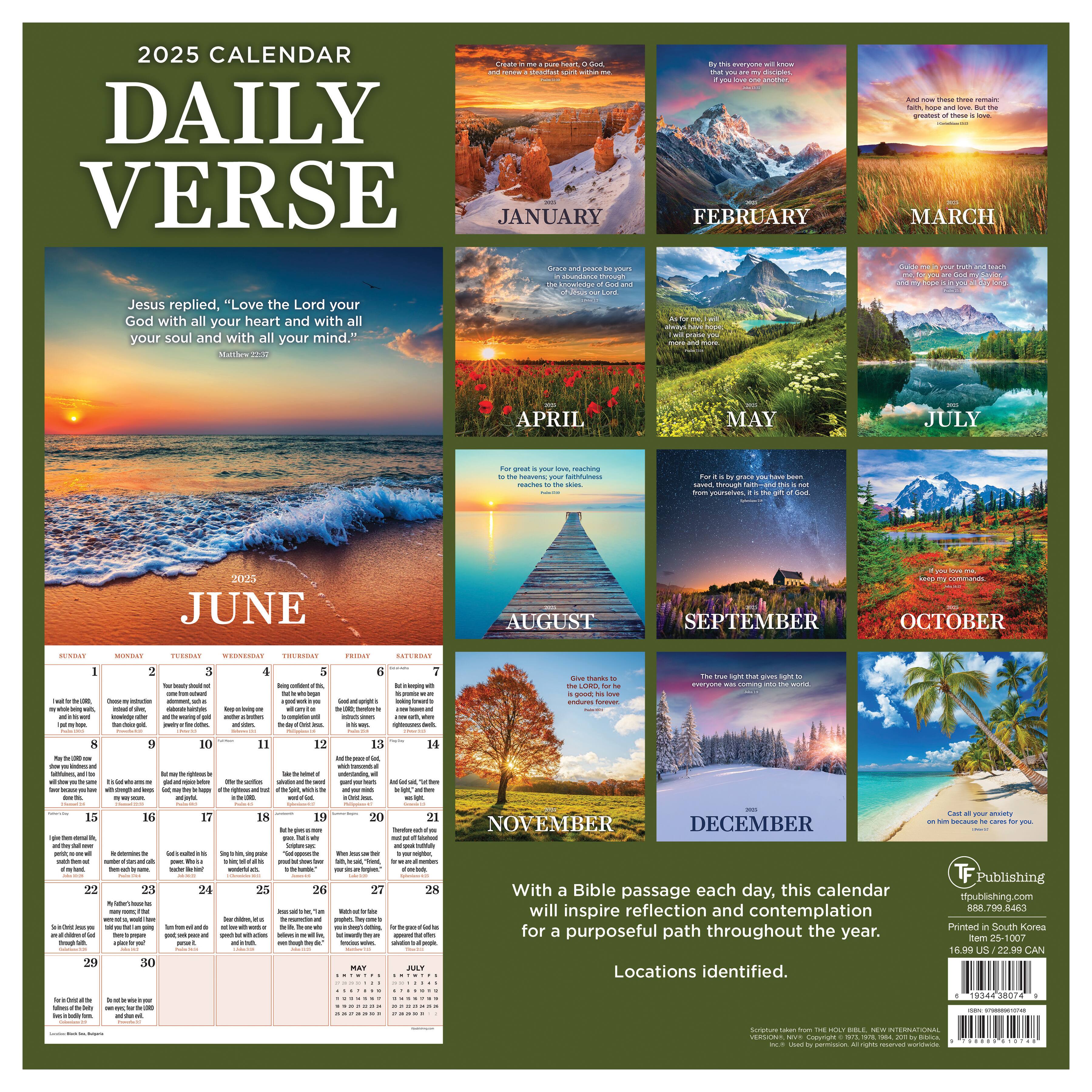 TF Publishing 2025 Daily Verse Wall Calendar