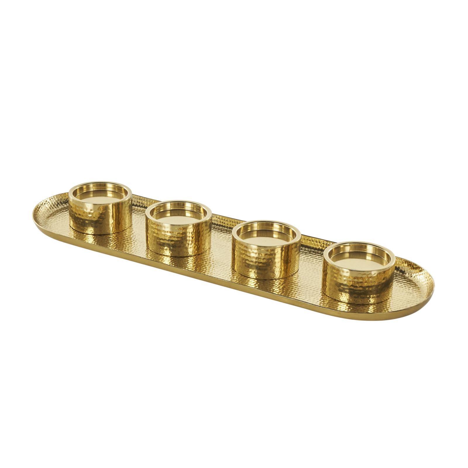 26&#x22; Stainless Steel 4 Candle Candelabra with Attached Tray