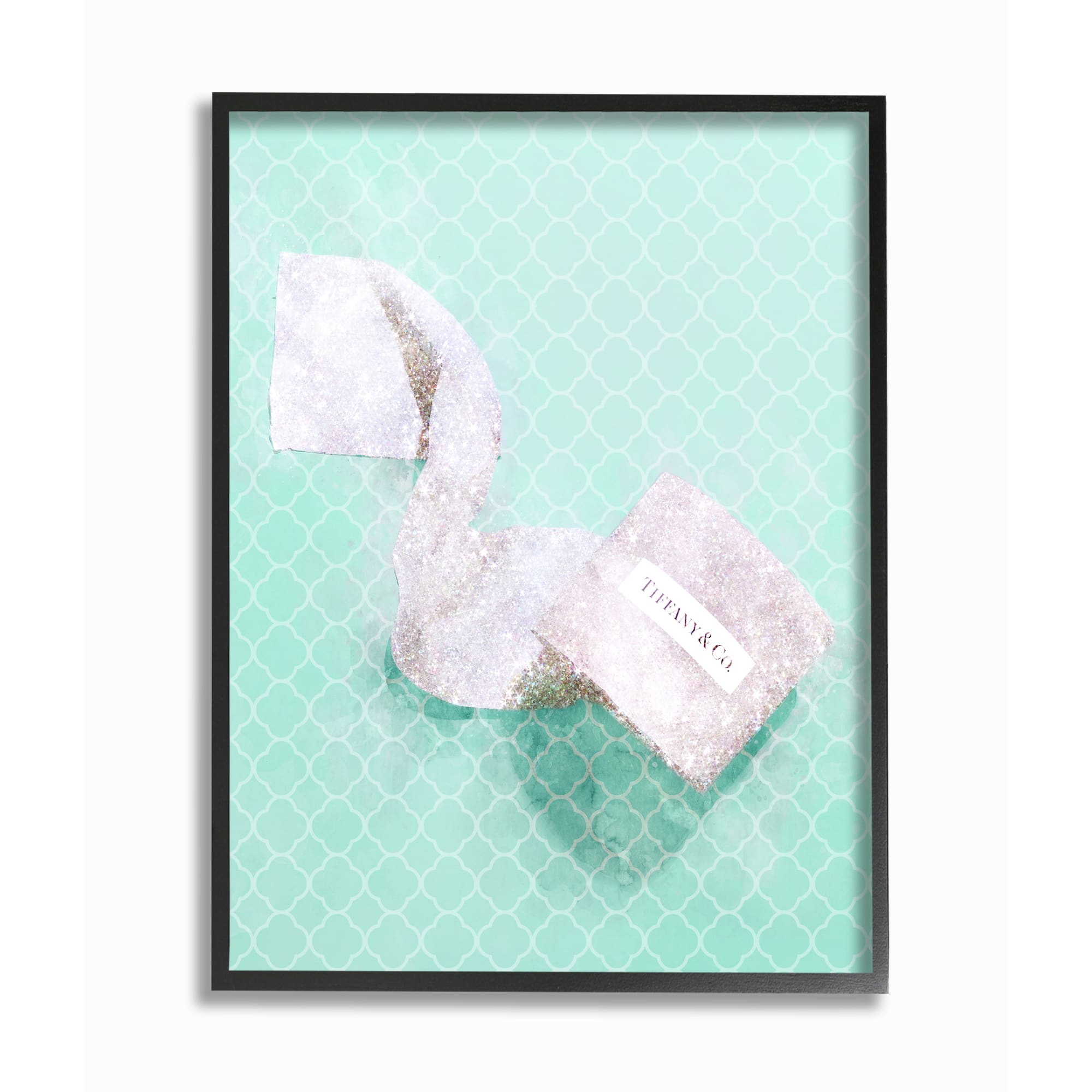 Stupell Industries Luxe Toilet Paper over Geometric Tile Black Framed Wall Art